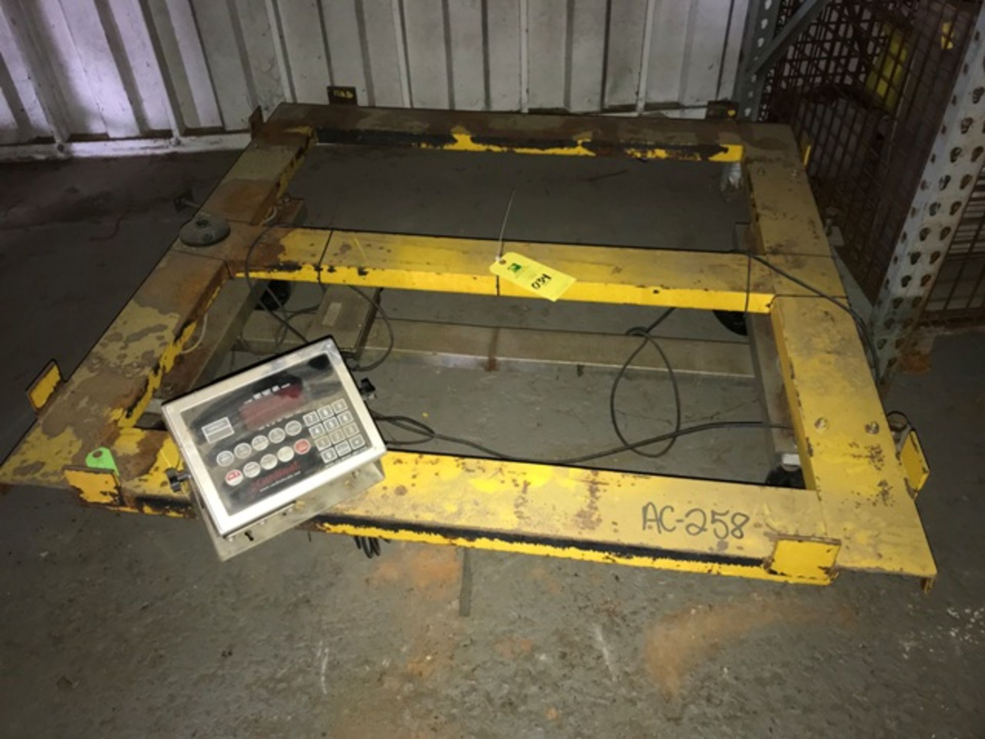 PORTABLE SCALE BASE ON CASTERS. FOR CONTAINMENT BASIN. 51.75”ID X 51.75”ID. 4EA. LOAD CELLS W/