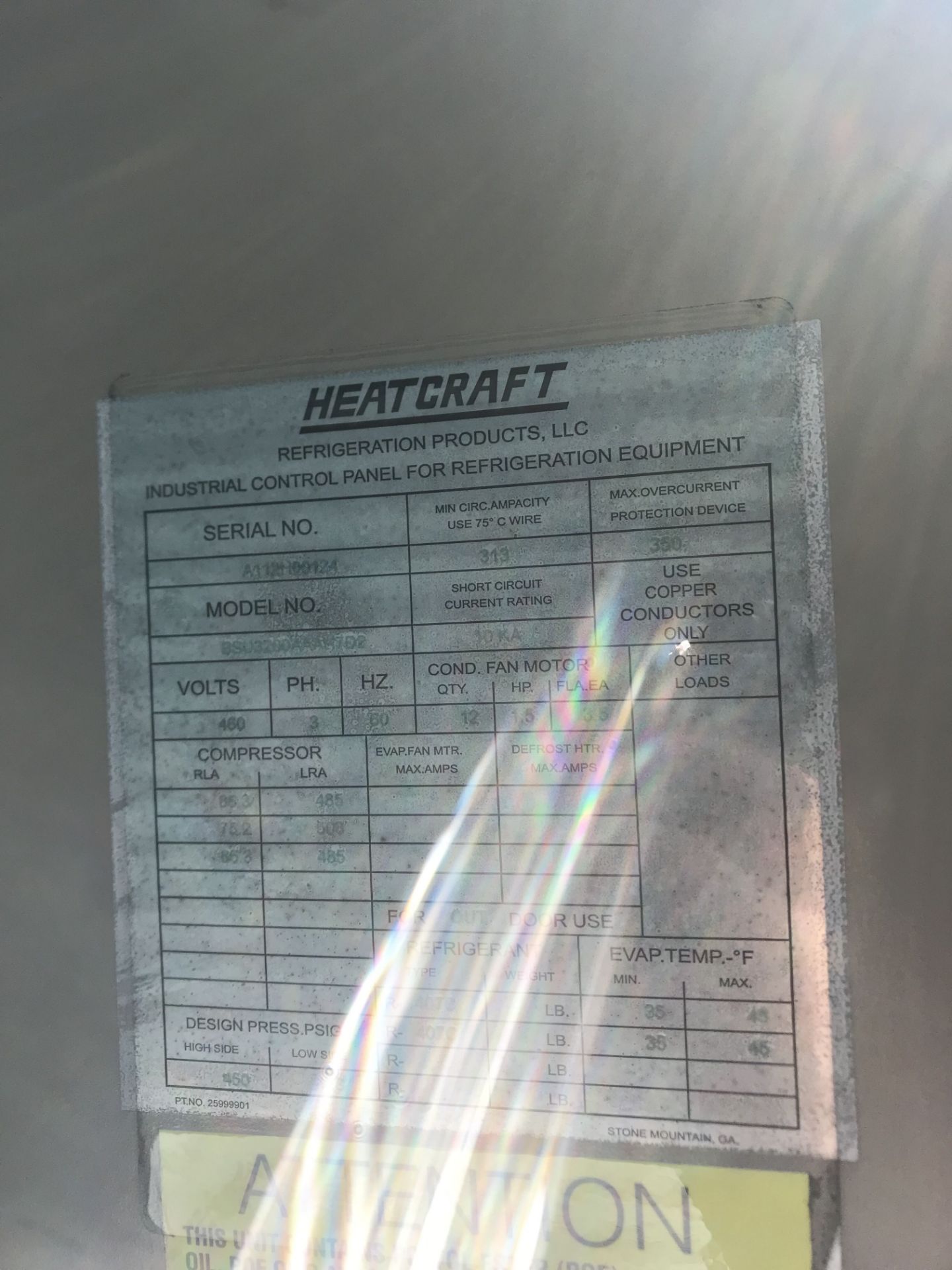 Heatcraft Refrigeration Unit, S/N #A112400124, Model #BSU3200AAA147D2 Located: South Rooftop *** - Image 5 of 5