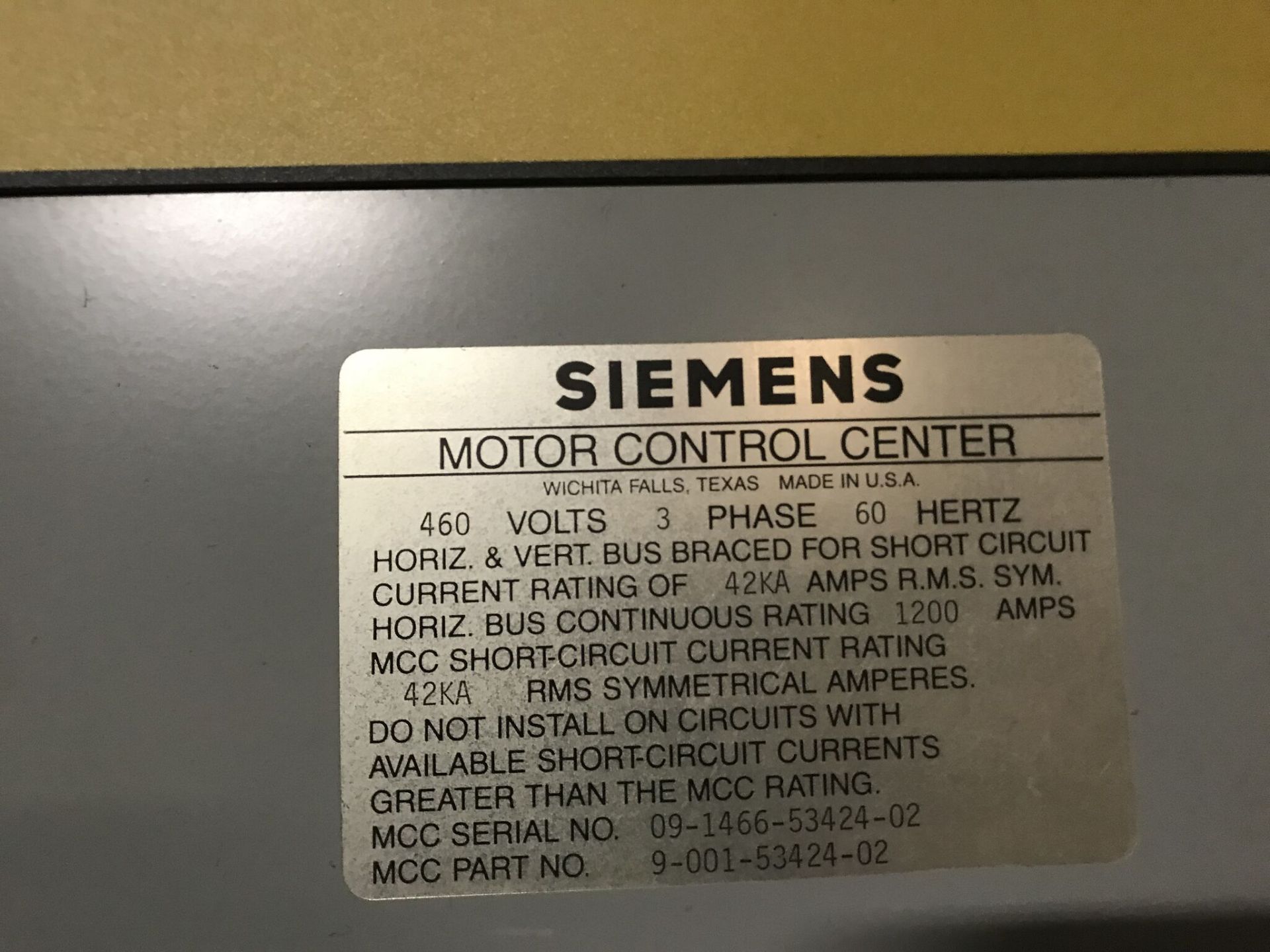Siemens MCC Unit Located: 1st Floor Eletrical Room ***NOTE from Auctioneer: Removal fee of: __$ - Image 3 of 4