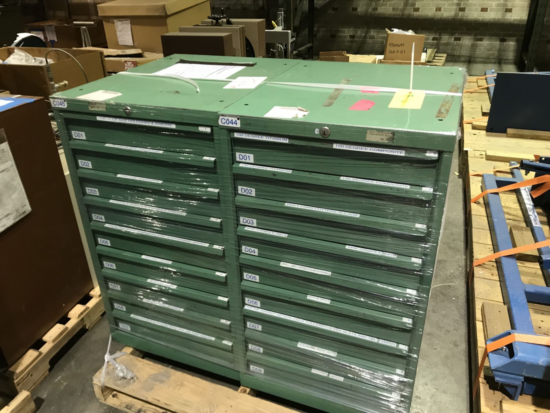 (2) Green Storage Cabinets; Rigging Fee: $40