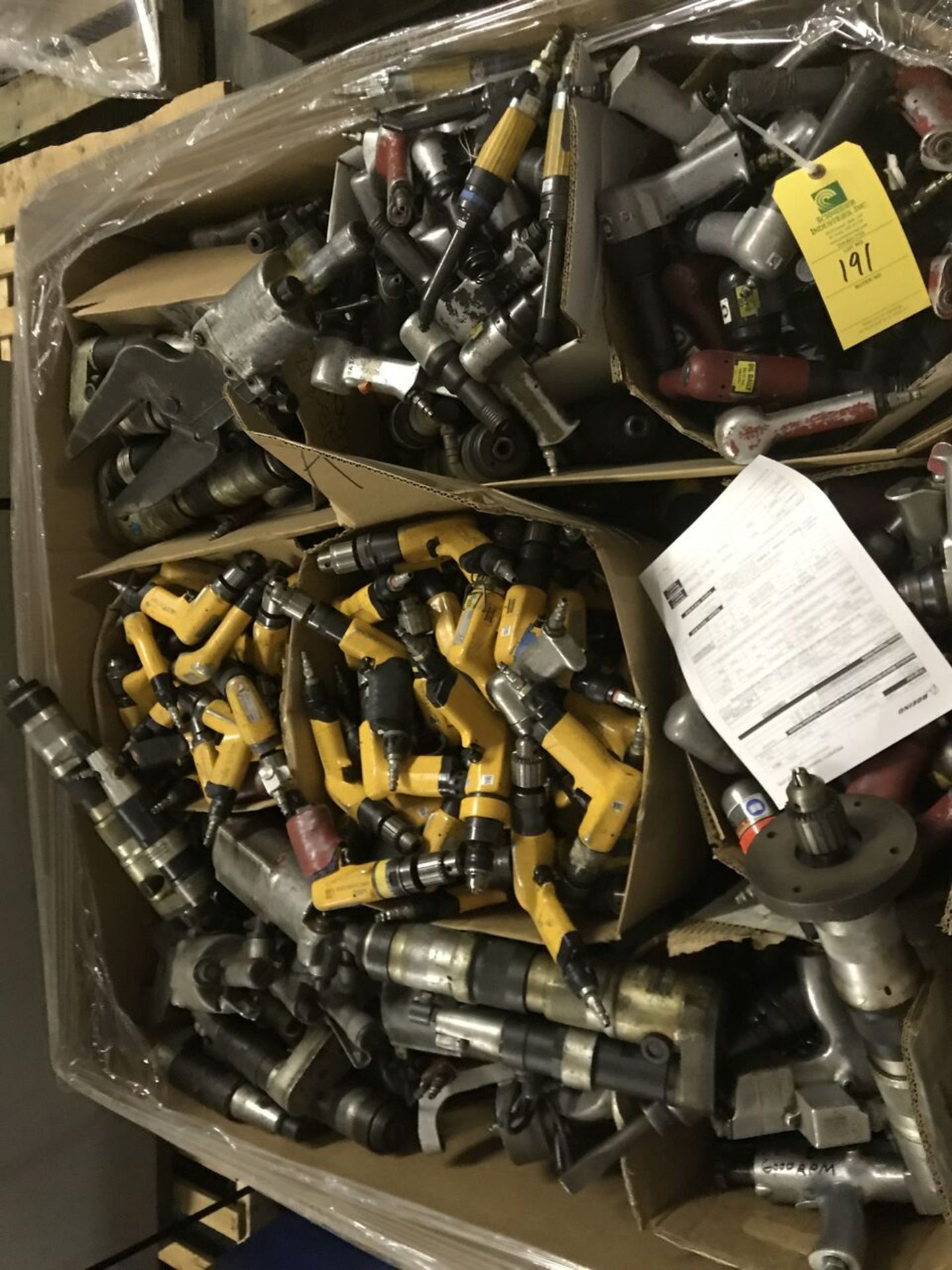 Box of Pneumatic Hand Tools, Compression Riveters, ARO Hand Drills; Rigging Fee: $50