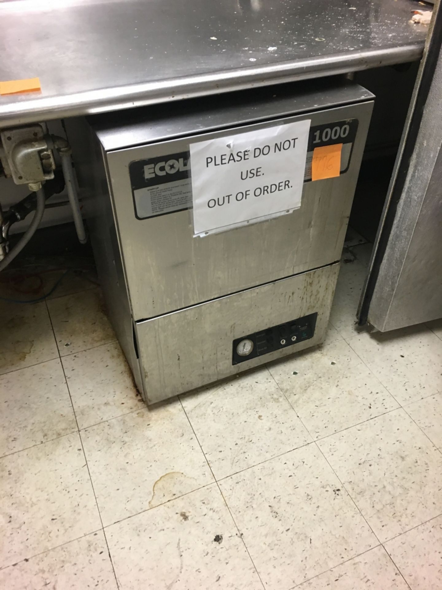 SS Dishwasher, Ecolab, 2 x 2 x 3 ft Located: 5th Floor Asset #: N/A ***NOTE from Auctioneer: Removal