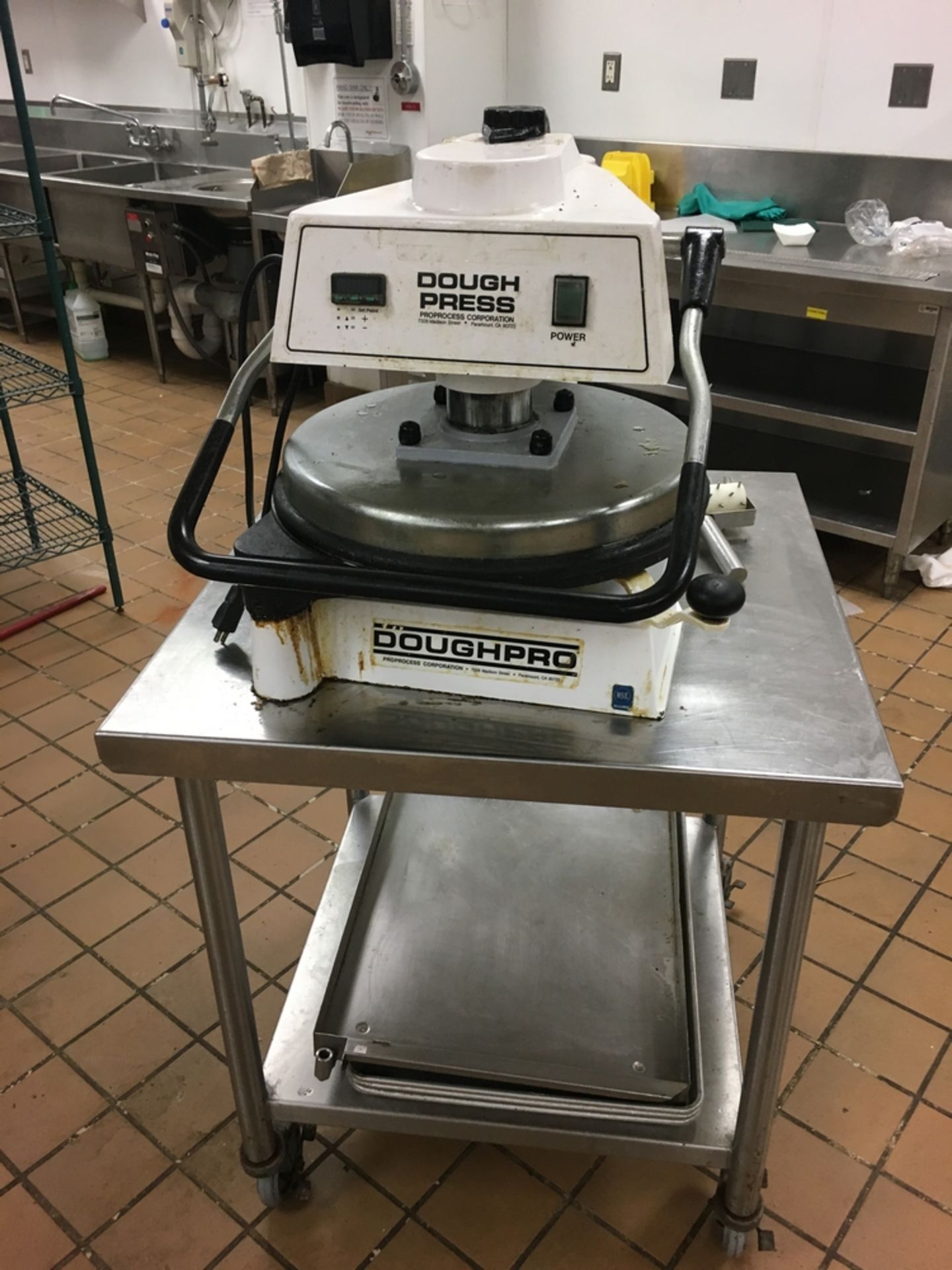 Dough Press Pro, w/ SS Cart, 5 x 2 1/2 x 2 1/2 ft Located: Meade Lexus, 2nd Kitchen Asset #: