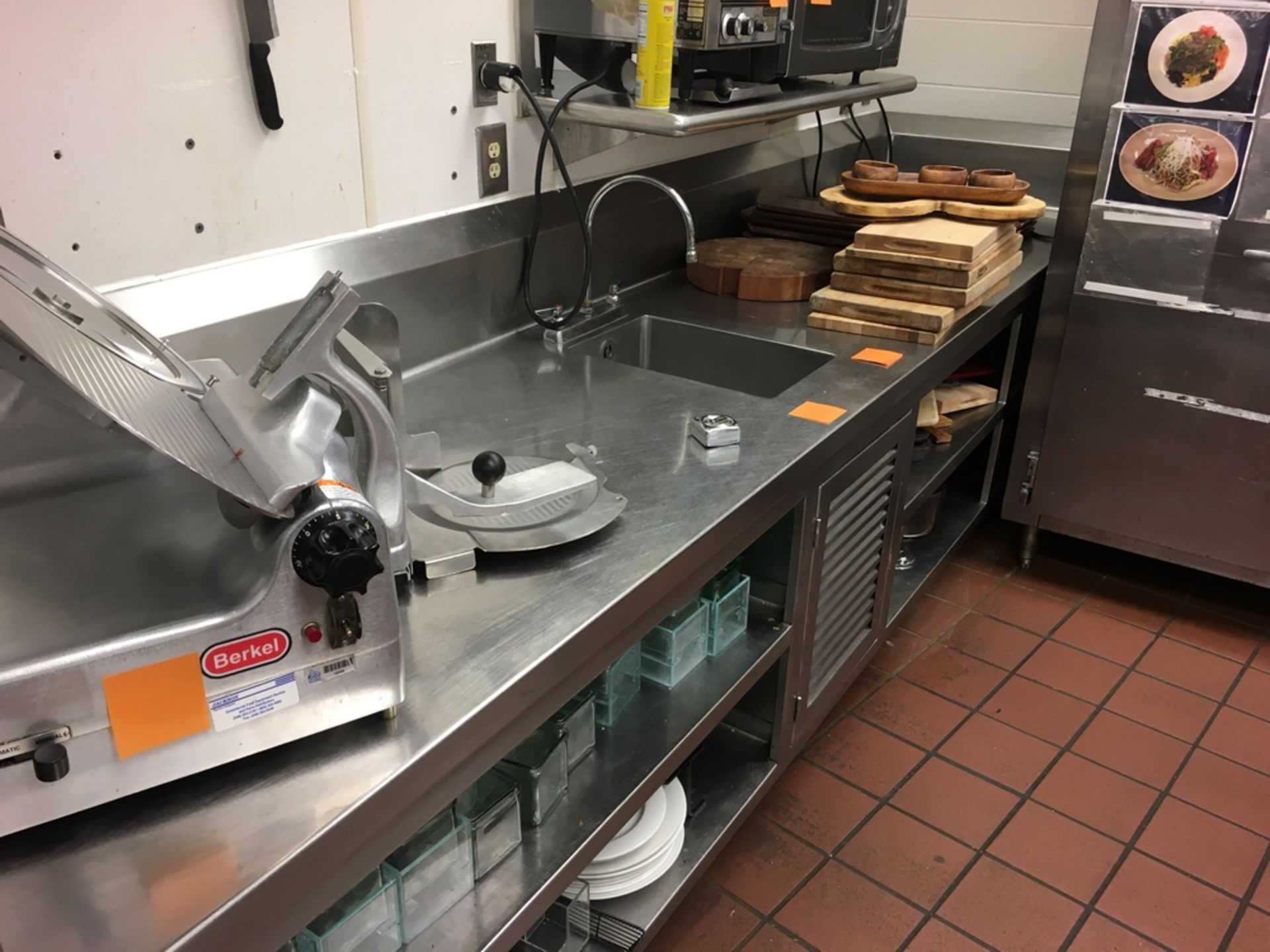 SS Counter w/ Sink 12 ft x 3 ft x 4 ft, OVERSIZED Located: Main Kitchen, adjacent to Palace Grill