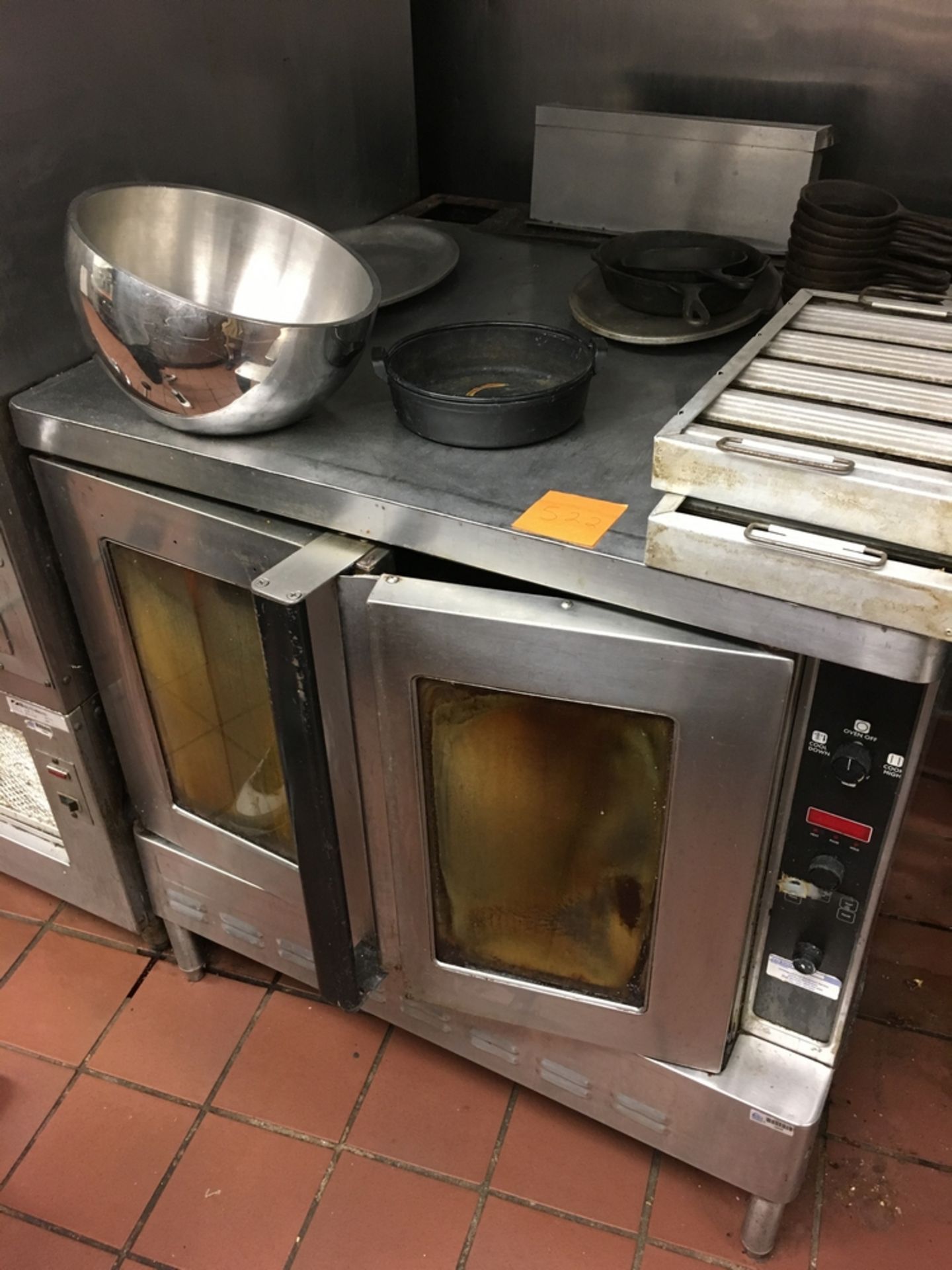 SS Oven, Solid State, 3 ft x 3 1/2 ft x 3 1/2 ft Located: Main Kitchen, adjacent to Palace Grill