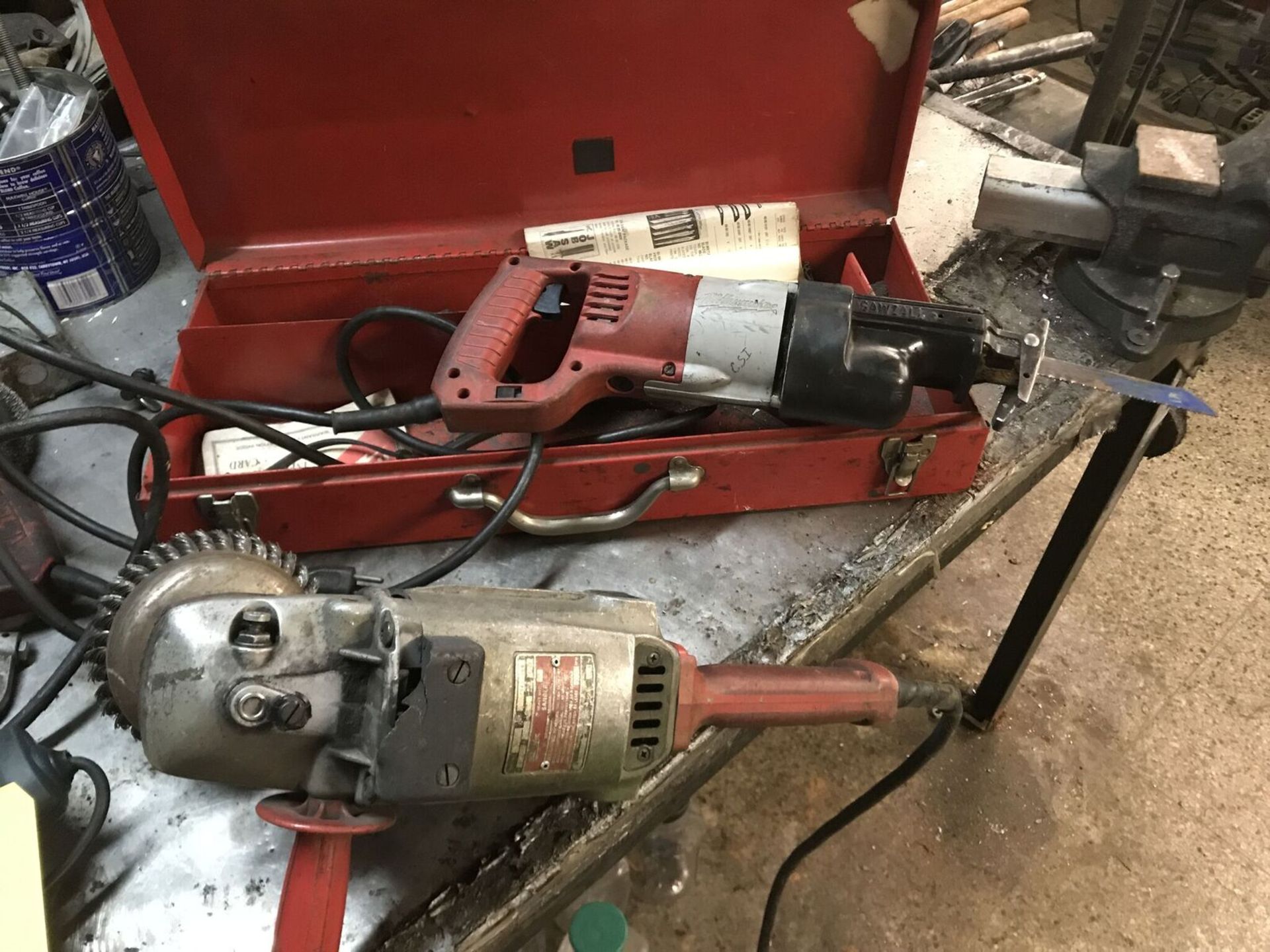 Tool Lot (1) Sawzall, (1) Drill, (1) DW150 Hammer Drill, (1) Milwaukee Saw, (1) Angle Grinder/Sander - Image 3 of 4