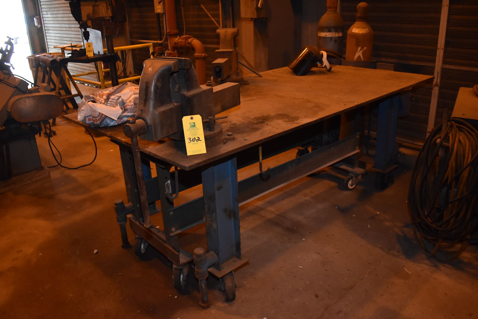 Steel Welding Table, (2) Vises, Roller Base (Does Not Include Tanks)