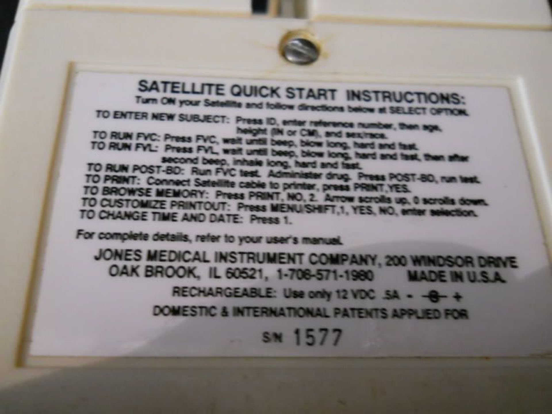 Jones Medical Instrument Co. Base Station & Satellite Spirometer Spirometry, Qty 1, 331267320841 - Image 8 of 9