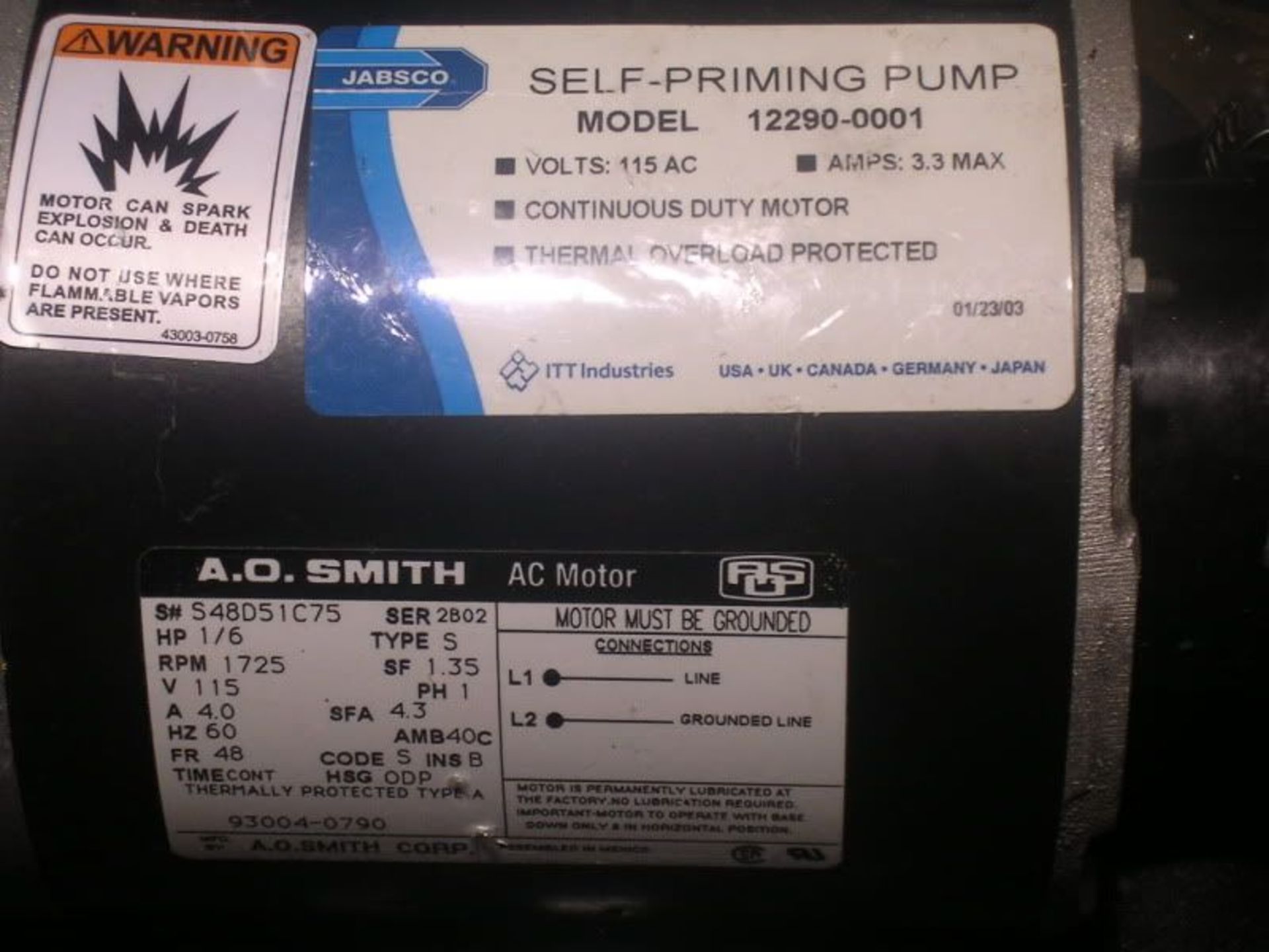 Jabsco Self Priming Pump Model 12290-0001 115AC Motor, Qty 1, 220889905784 - Image 2 of 5