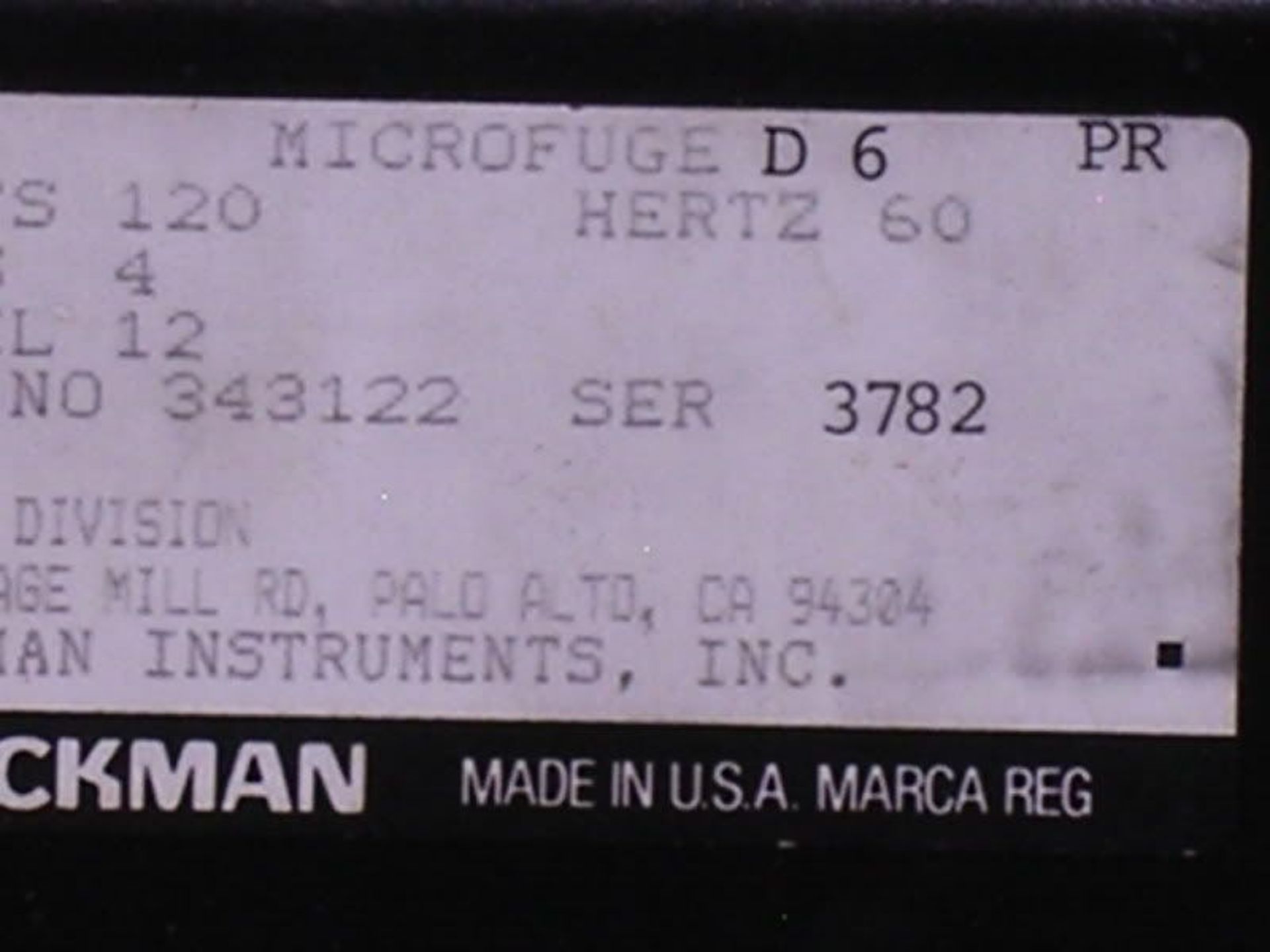 Beckman, Microfuge 12 Centrifuge, Qty 1, 320720410558 - Image 7 of 7