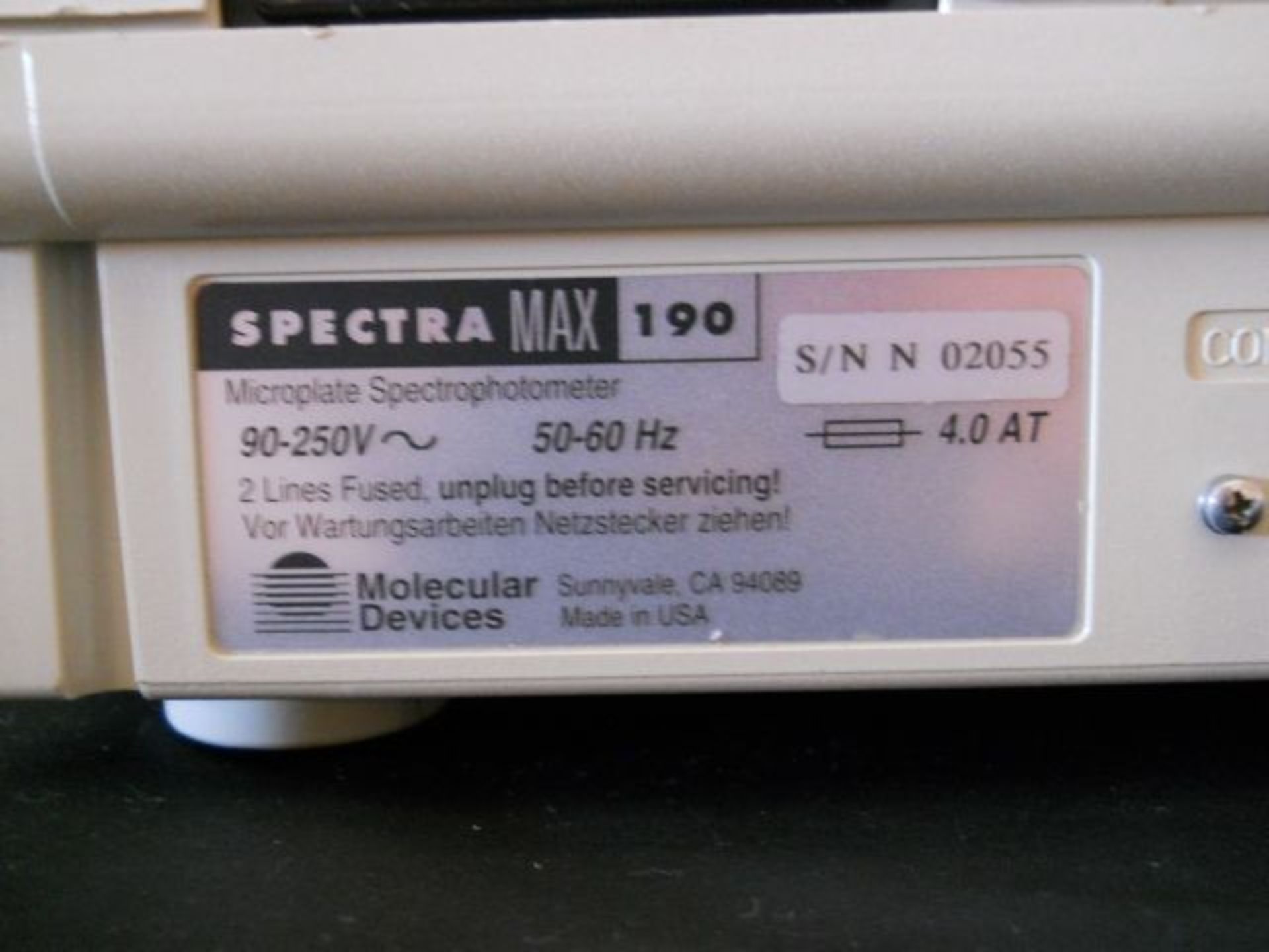 Molecular Devices SpectraMax 190 Microplate Reader Spectrophotometer Spectra Max, Qty 1, - Image 7 of 8