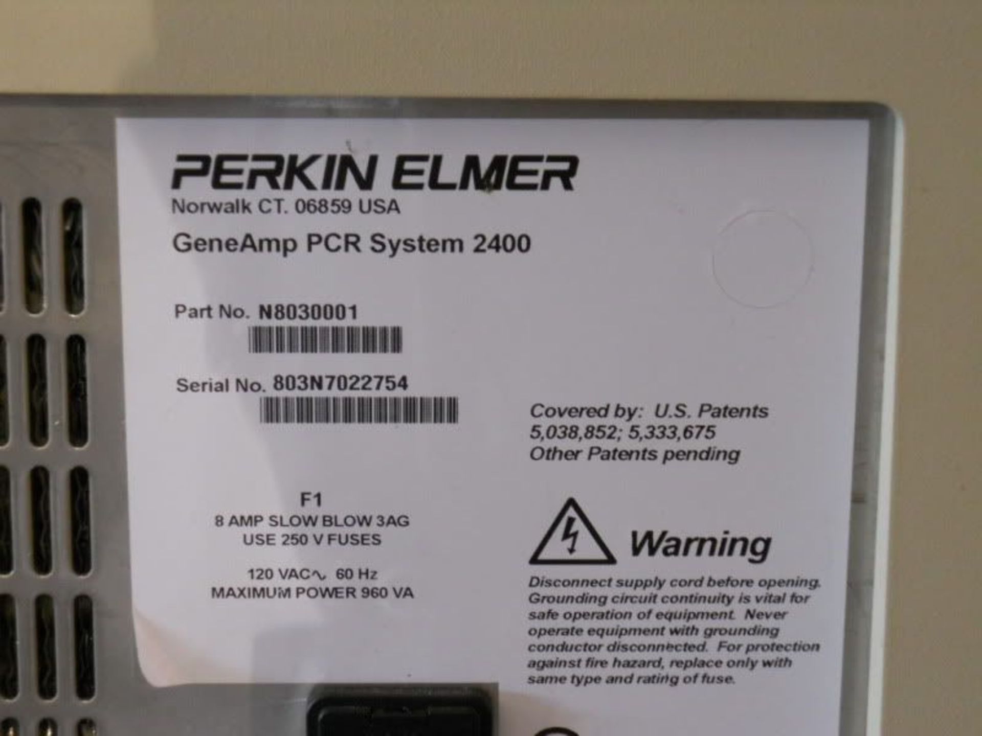 Perkin Elmer Geneamp PCR 2400 Thermal Cycler (D), Qty 1, 320890900555 - Image 6 of 8