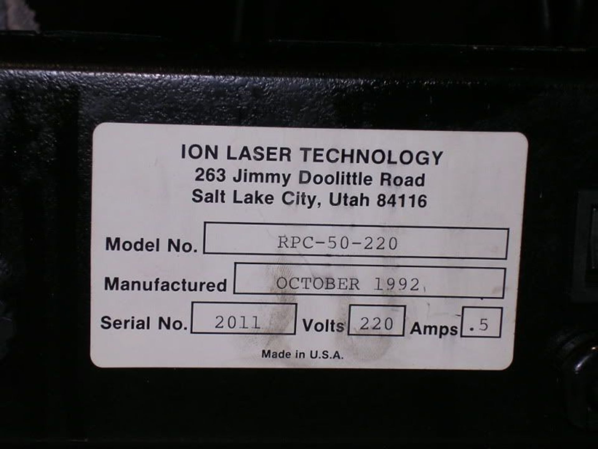 Ion Laser Technology 5500 Series Argon W/ Control Unit, Qty 1, 321462198421 - Image 6 of 8