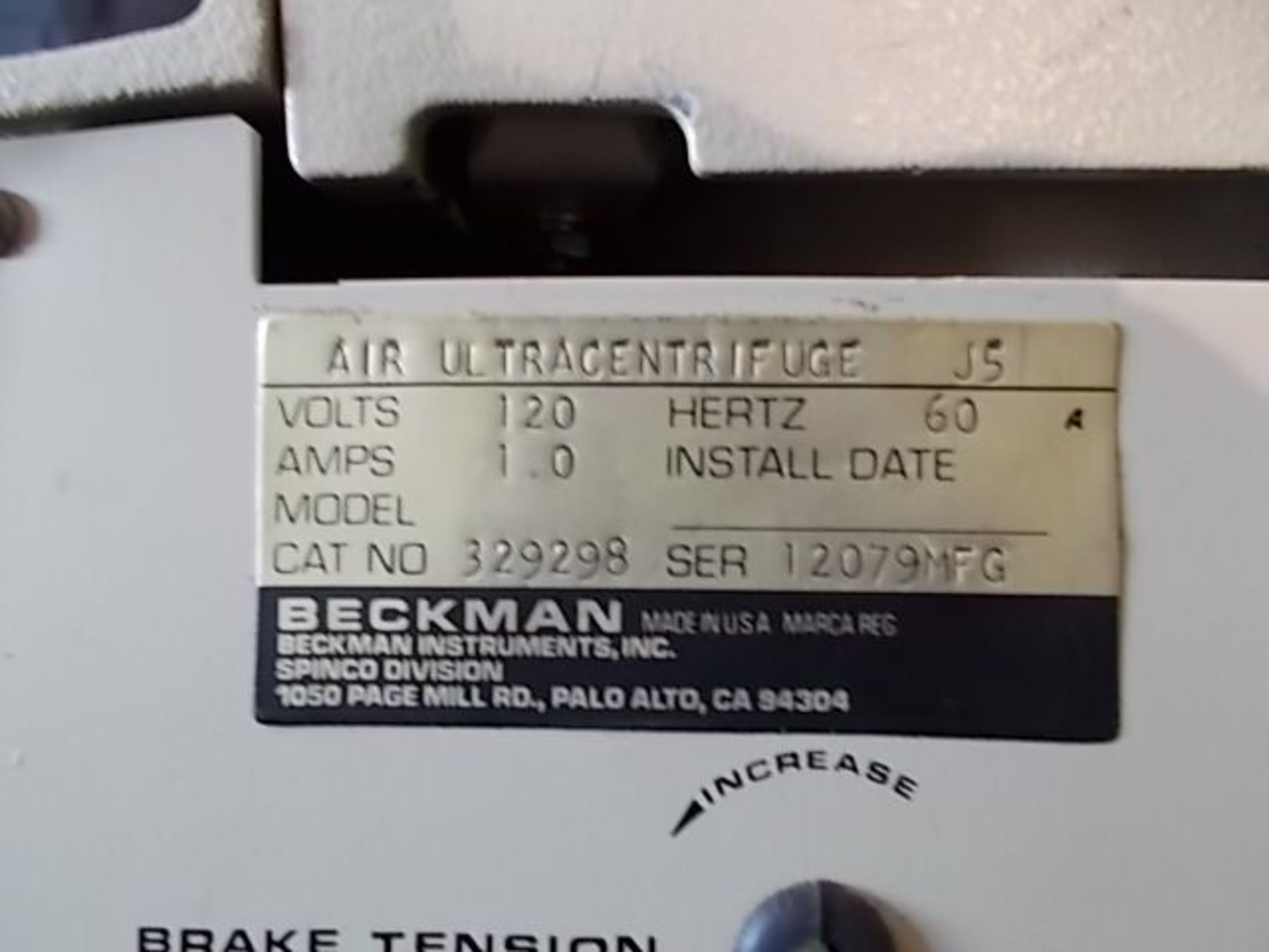 Beckman Airfuge Air-Driven Ultra Centrifuge, Qty 1, 321096784794 - Image 8 of 10