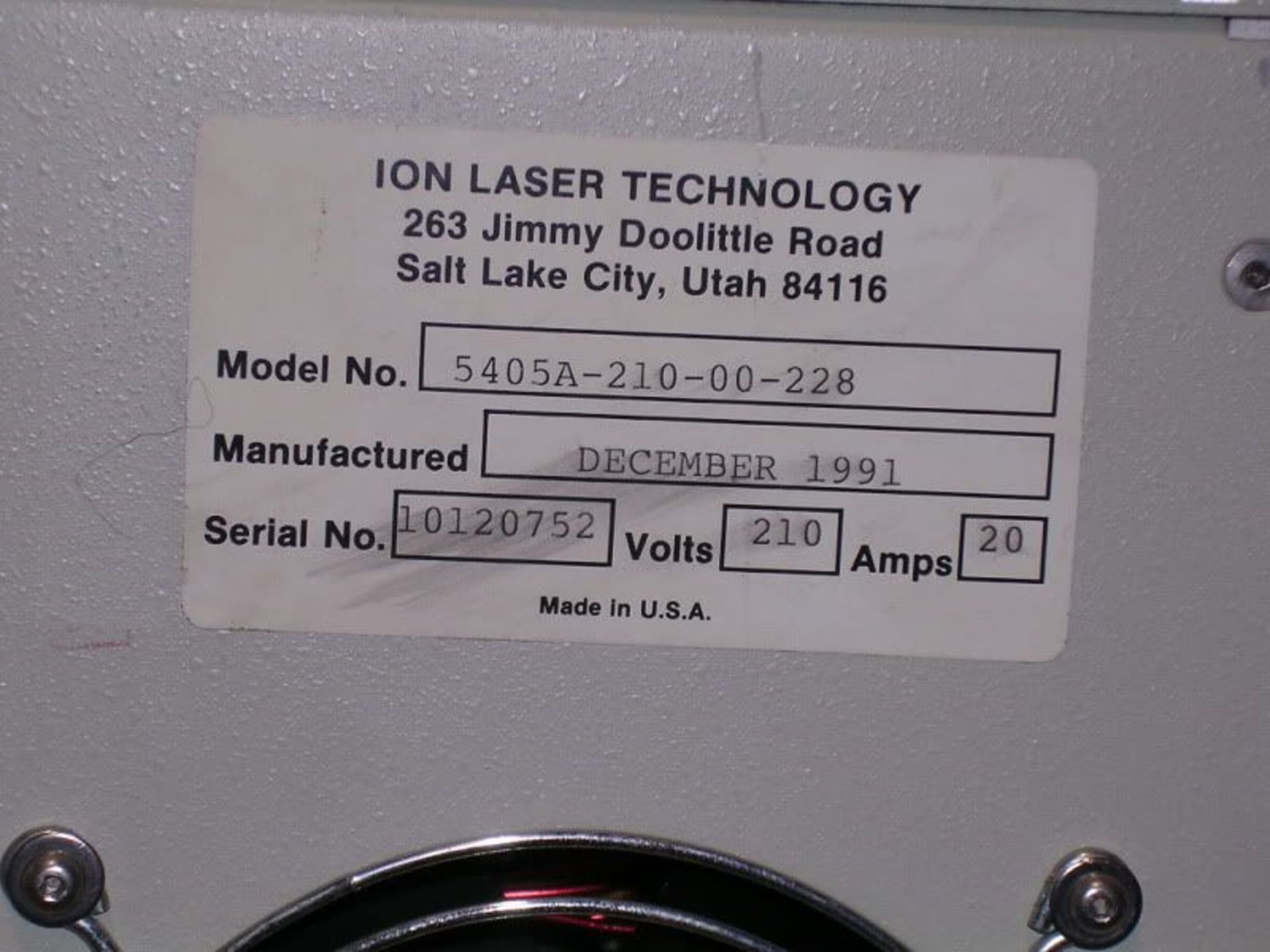 Ion Laser Technology 5500 Series Argon W/ Control Unit, Qty 1, 321462198421 - Image 7 of 8