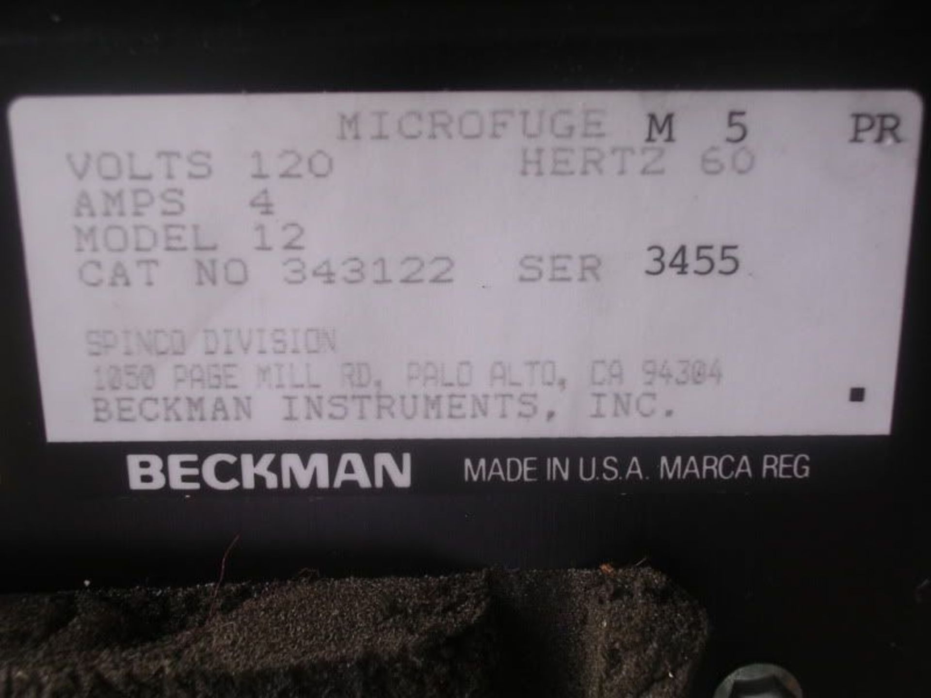 Beckman, Microfuge 12 Centrifuge w/ 60 Place 1-93 Rotor, Qty 1, 331263975502 - Image 7 of 8