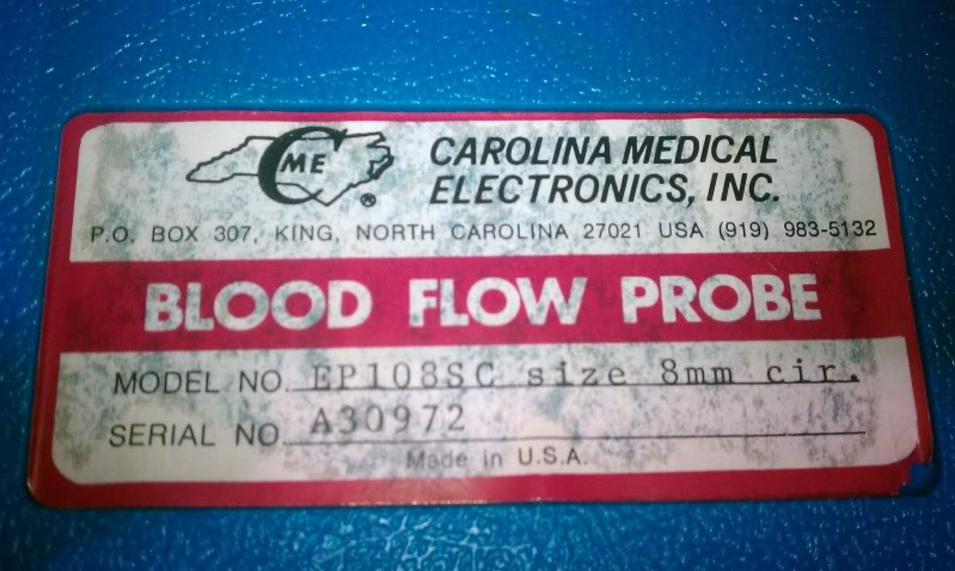 CME: Carolina Medical, Model EP108 SC Blood Flow Probe, Qty 1, 221497233337 - Image 4 of 4