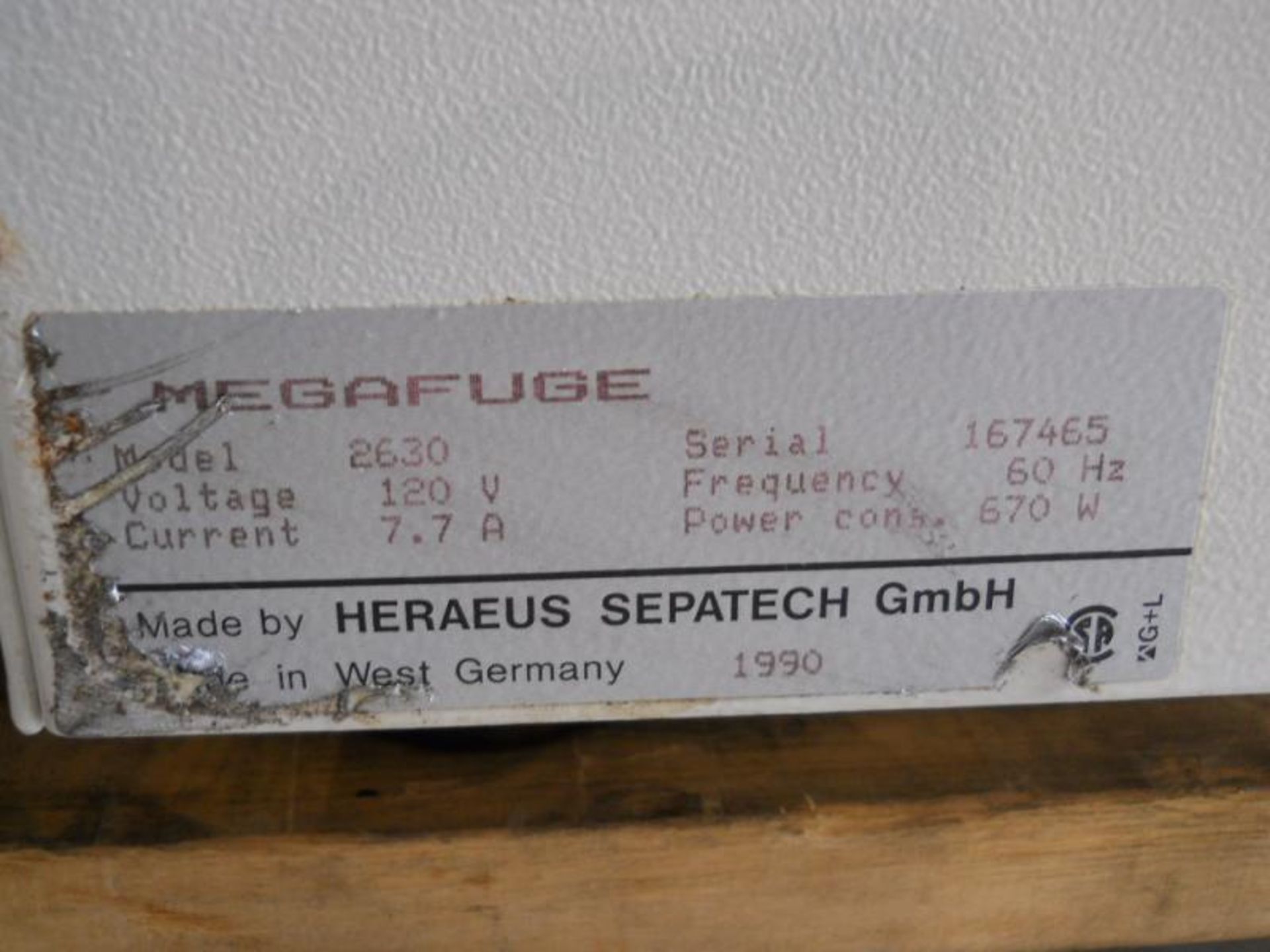 Heraeus Baxter Megafuge Centrifuge Model 2630 (For Parts), Qty 1, 331025601009 - Image 8 of 8