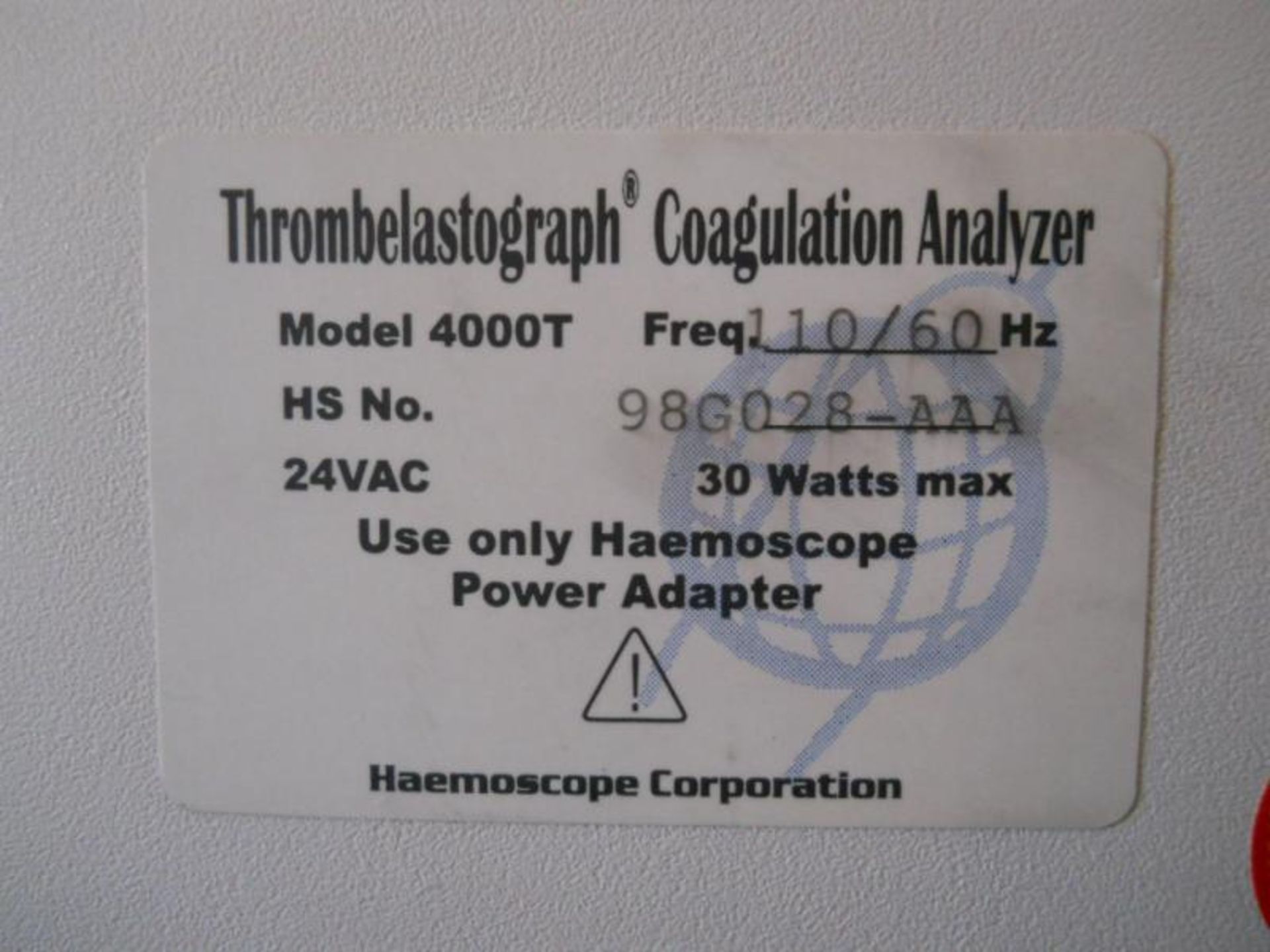 Haemoscope Thrombelastograph Coagulation Analyzer 4000T (Haemostasis Blood), Qty 1, 330941703286 - Image 8 of 10