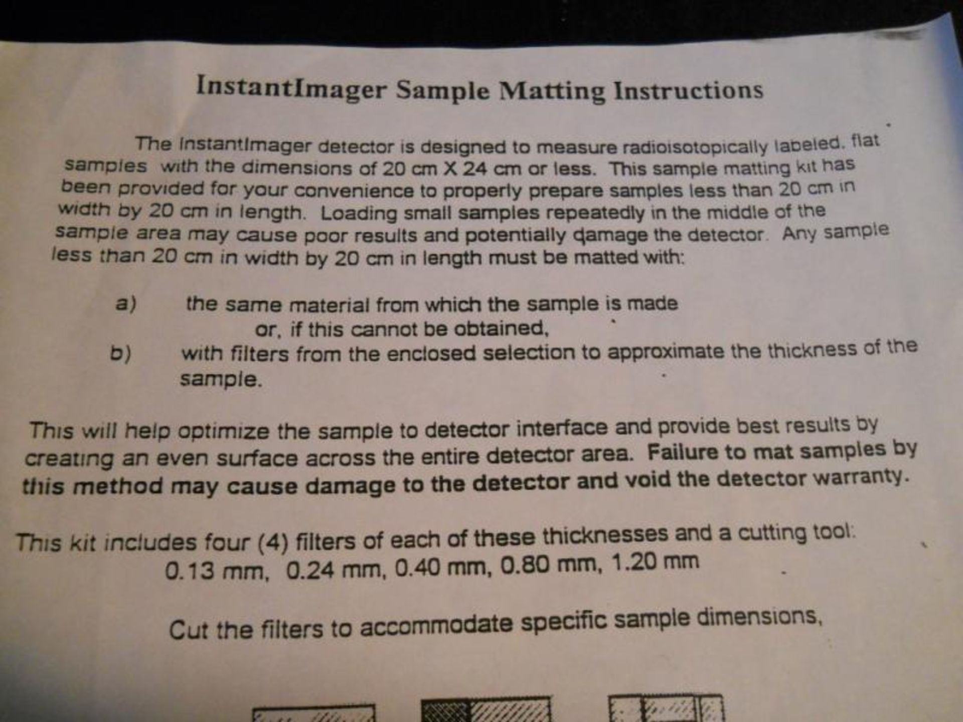 Packard InstantImager (Instant Imager) Sample Matting Kit 6020017, Qty 1, 331948739723 - Image 4 of 5