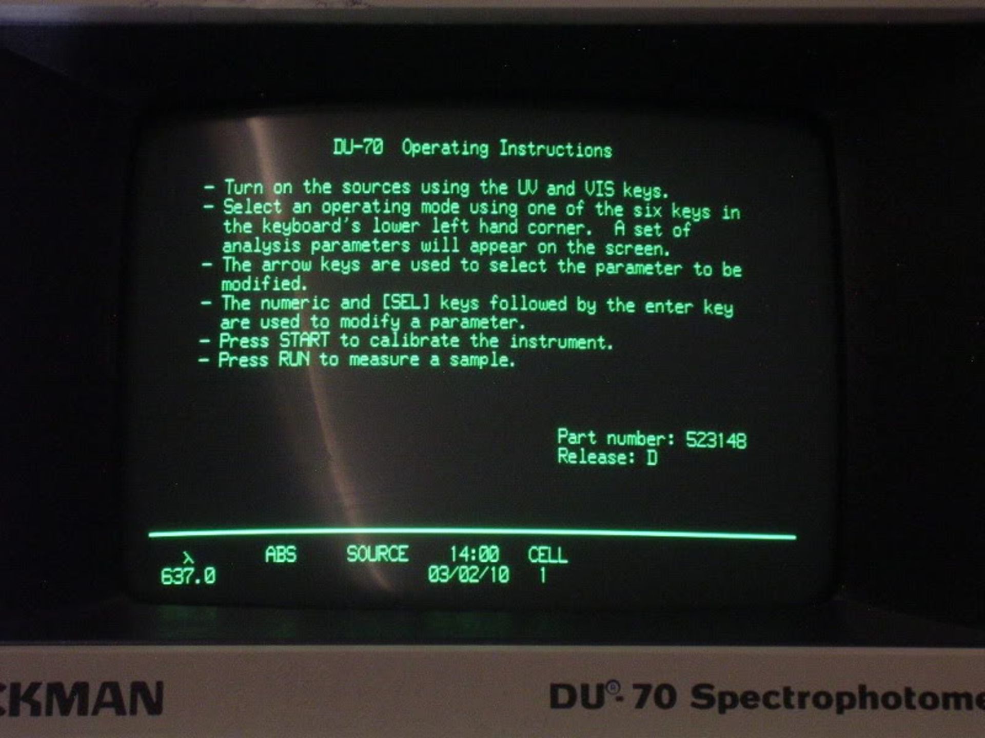 Beckman DU-70 Spectrophotometer, Qty 1, 320496598338 - Image 11 of 17