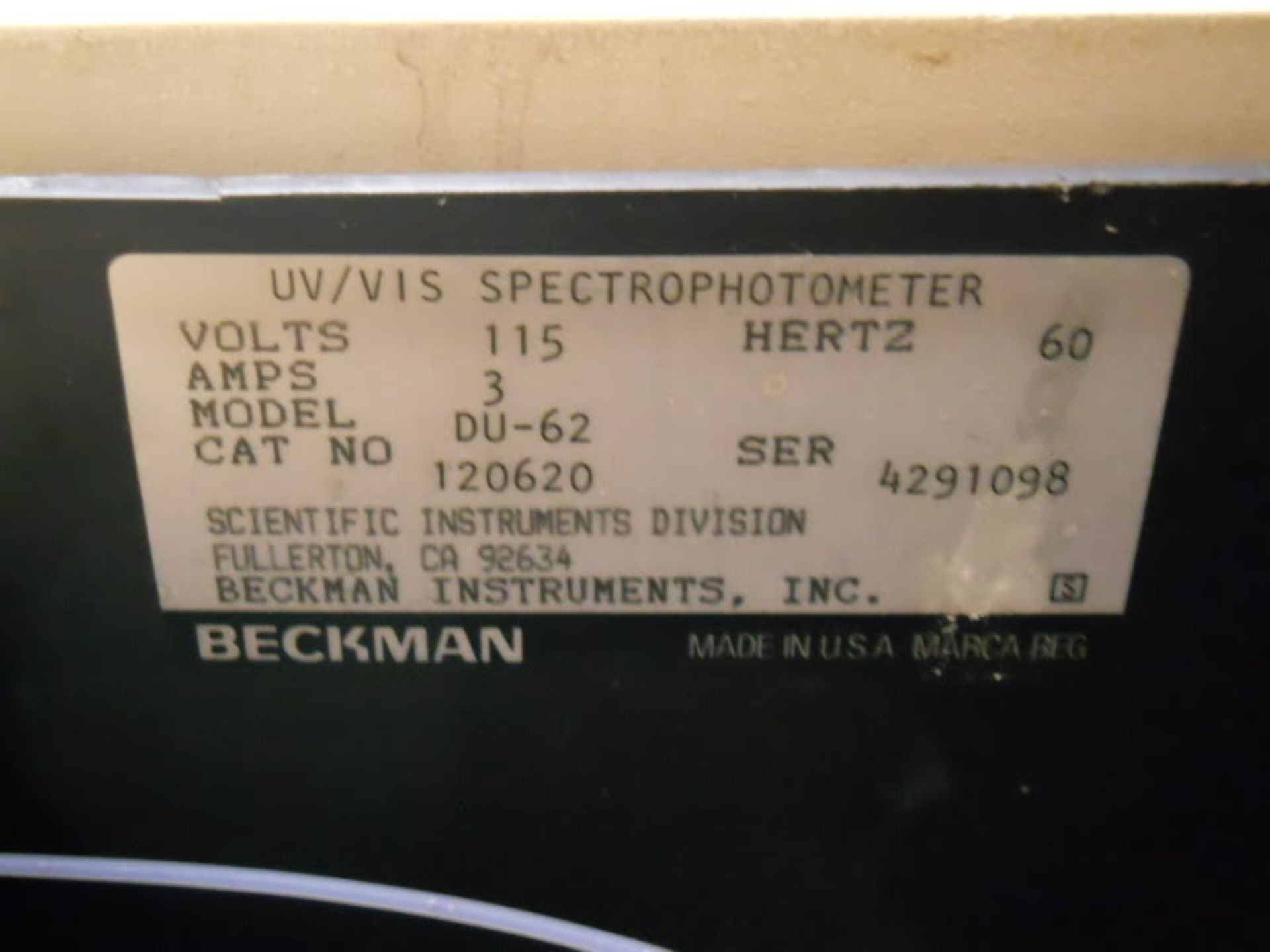 Beckman DU-62 Spectrophotometer, Qty 1, 320923927591 - Image 6 of 10