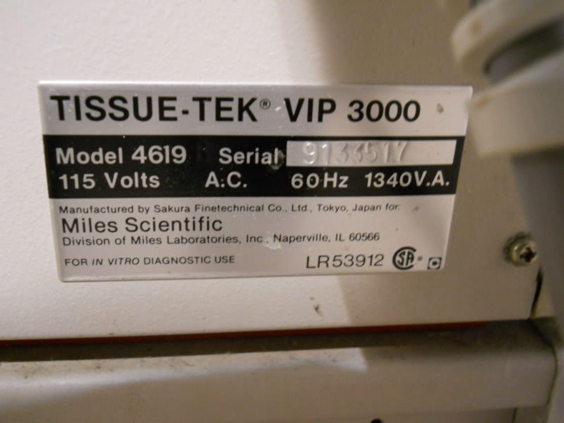 Miles Scientific Tissue Tek VIP 3000 Tissue Processor Model 4619 (Parts), Qty 1, 321032048792 - Image 13 of 23