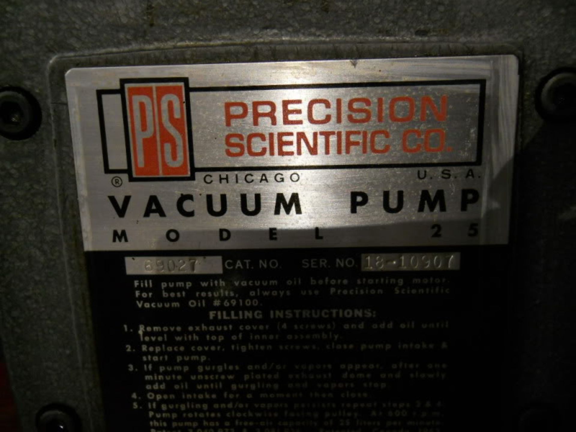 Precision Scientific Vacuum Pump Model 25, Qty 1, 330783250562 - Image 3 of 6