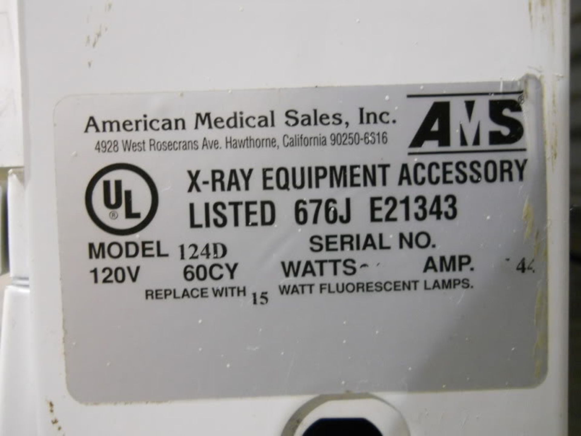 American Medical Sales (AMS) X-Ray Viewer Model 124D (XRay Viewing), Qty 1, 321064224606 - Image 5 of 7