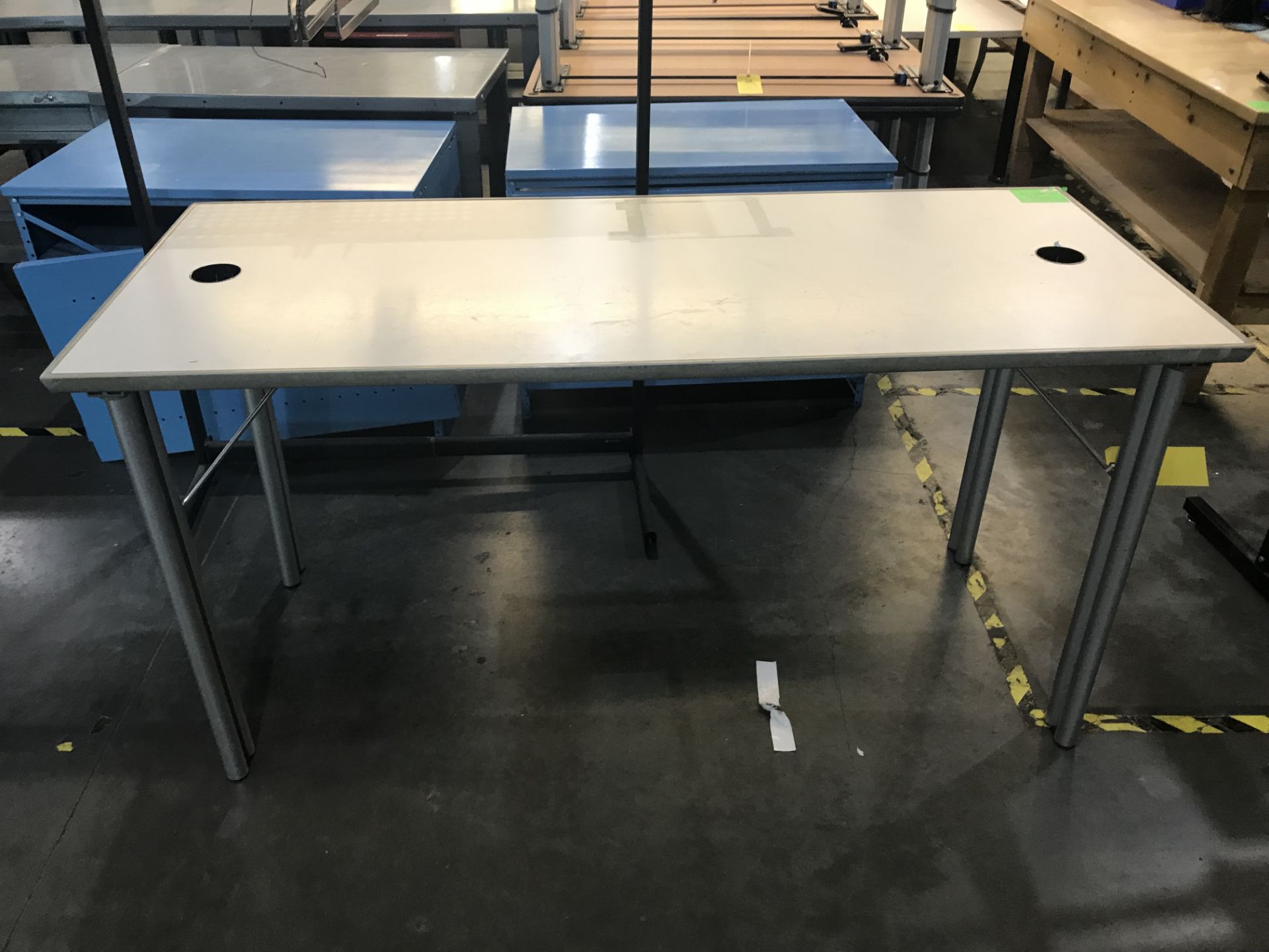 (2) Tables, (1) 50 in long x 30 in wide x 28 in tall; (1) 6 ft long x 20 in wide x 3 ft tall