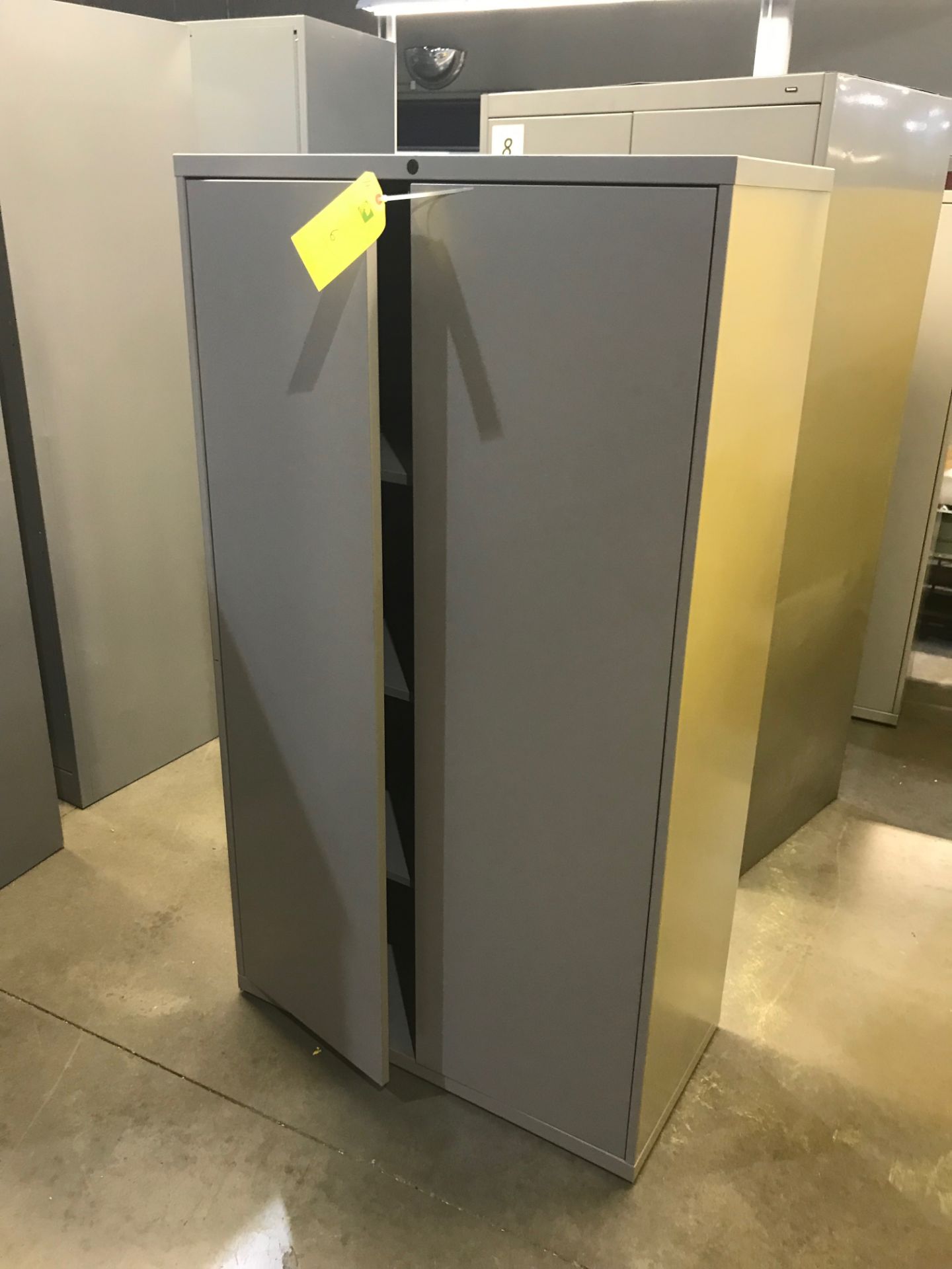 (2) Storage Cabinets: 65 in tall x 3 ft wide x 18 in deep, Removal Fee: $30