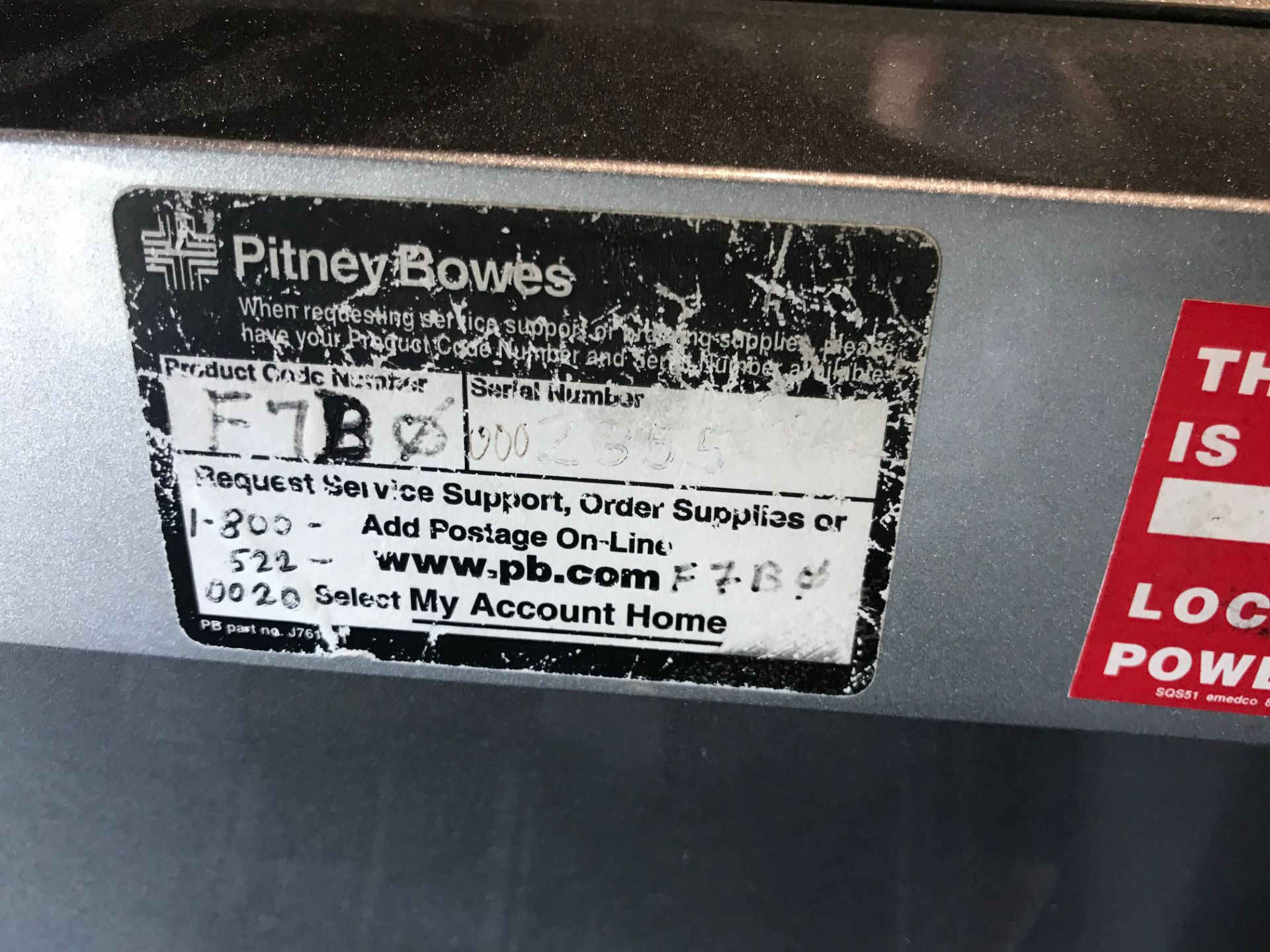 Pitney Bowes Mail Sorter, Model# F7B0, Serial# 0002355, Removal Fee: $20 - Image 4 of 6