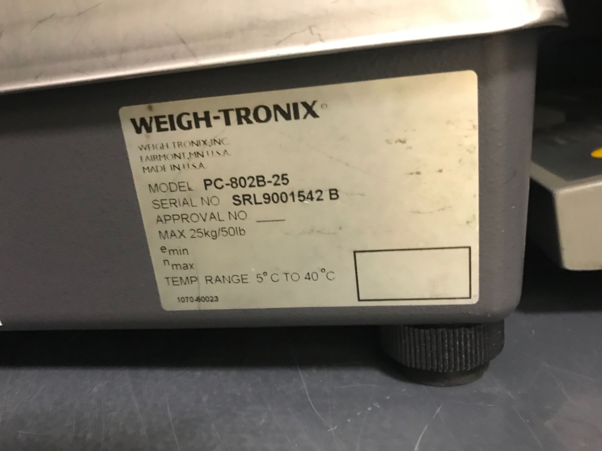 (3) Weigh-Tronix Scales, Model# PC-802B-25, Max Weight 50 lbs, 14 in long x 12 in wide x 5 in tall - Image 5 of 8
