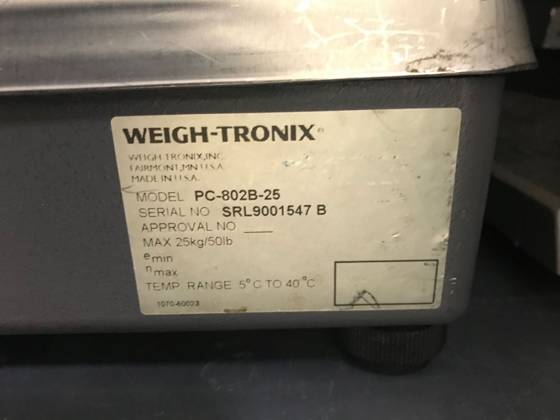 (3) Weigh-Tronix Scales, Model# PC-802B-25, Max Weight 50 lbs, 14 in long x 12 in wide x 5 in tall - Image 6 of 8