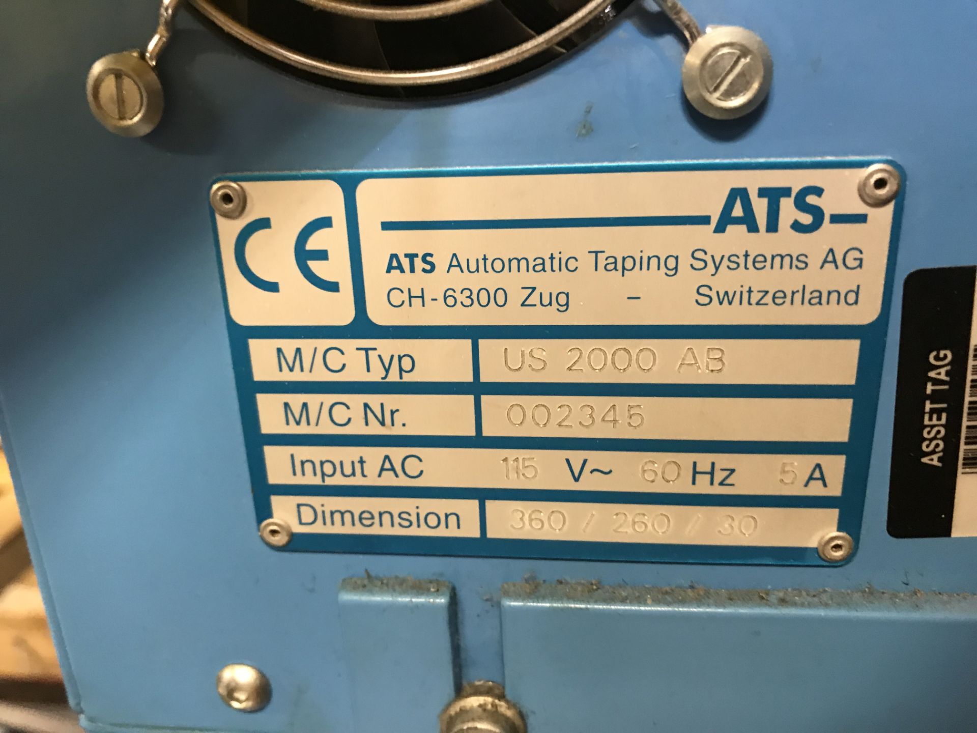 ATS Automatic Bander, Model# US2000AB, Serial# 002345, 115 V, 60 Hz, Removal Fee: $40 - Image 2 of 3