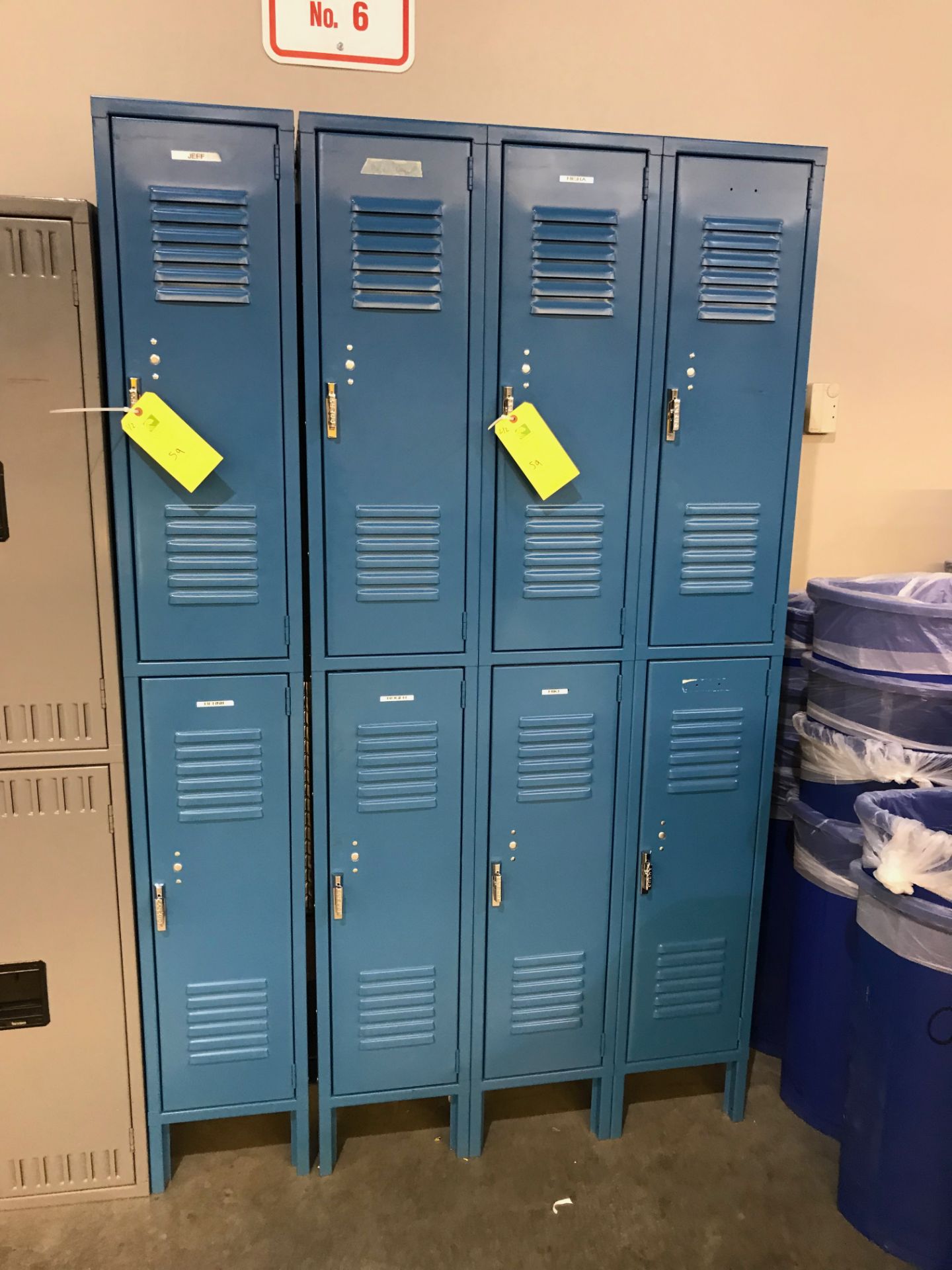 Blue Lockers, 78 in tall x 4 ft wide x 18 in deep, Removal Fee: $25