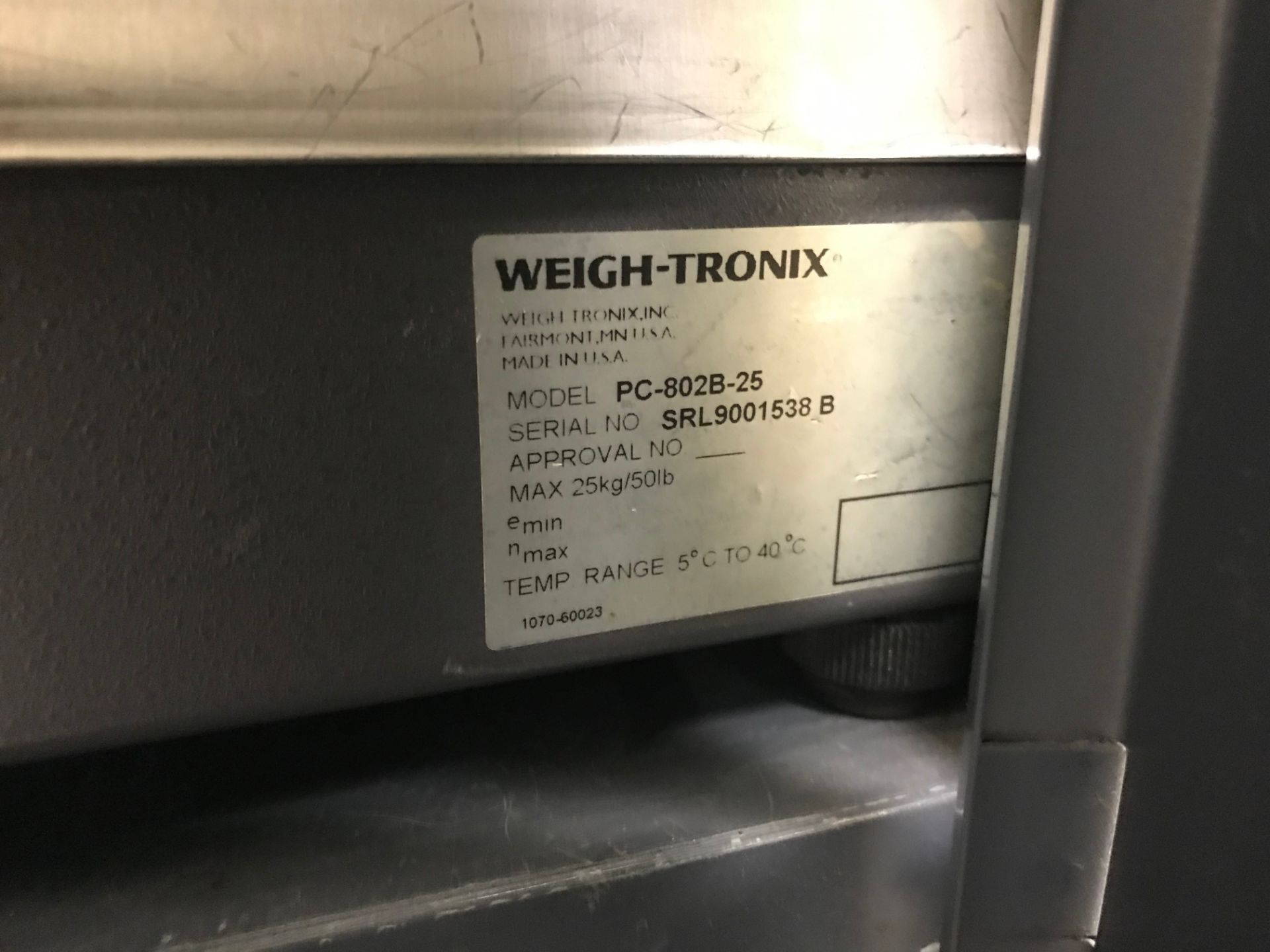 (3) Weigh-Tronix Scales, (2) Model# PC-802B-25, Max Weight 50 lbs; (1) Model# PC-802B-50, Max Weight - Image 7 of 8