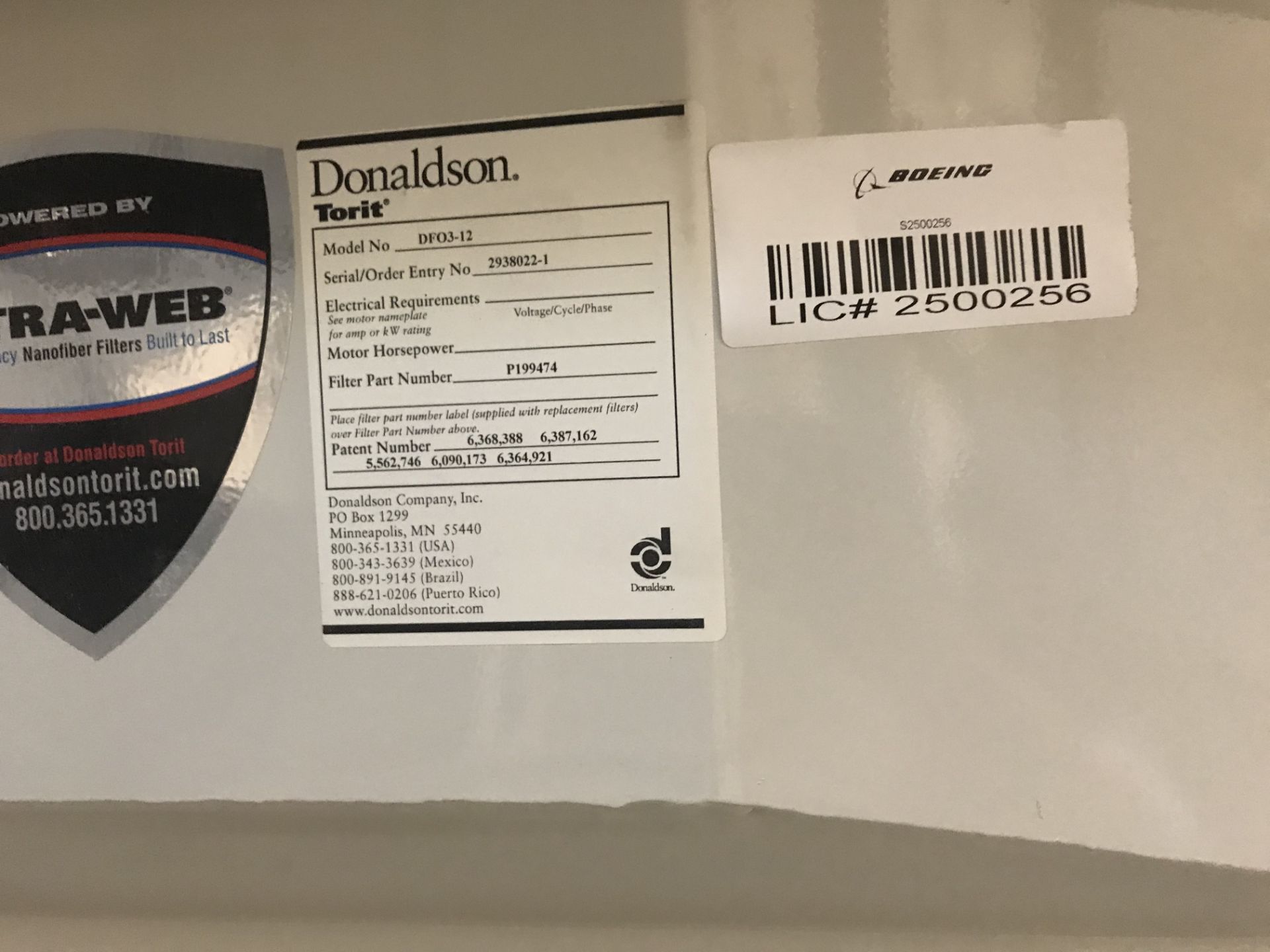 Donaldson Torit Air Filtration System, Model# DF03-12, Serial# 2938022-1, 56 in wide x 40 in long - Image 3 of 5