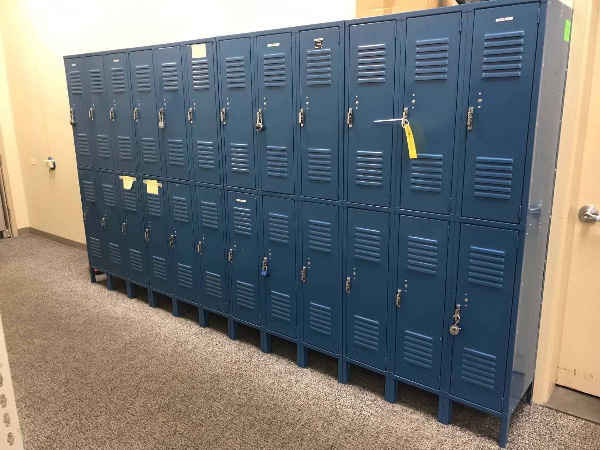 Blue Lockers, 78 in tall x 12 ft wide x 18 in deep, Removal Fee: $40