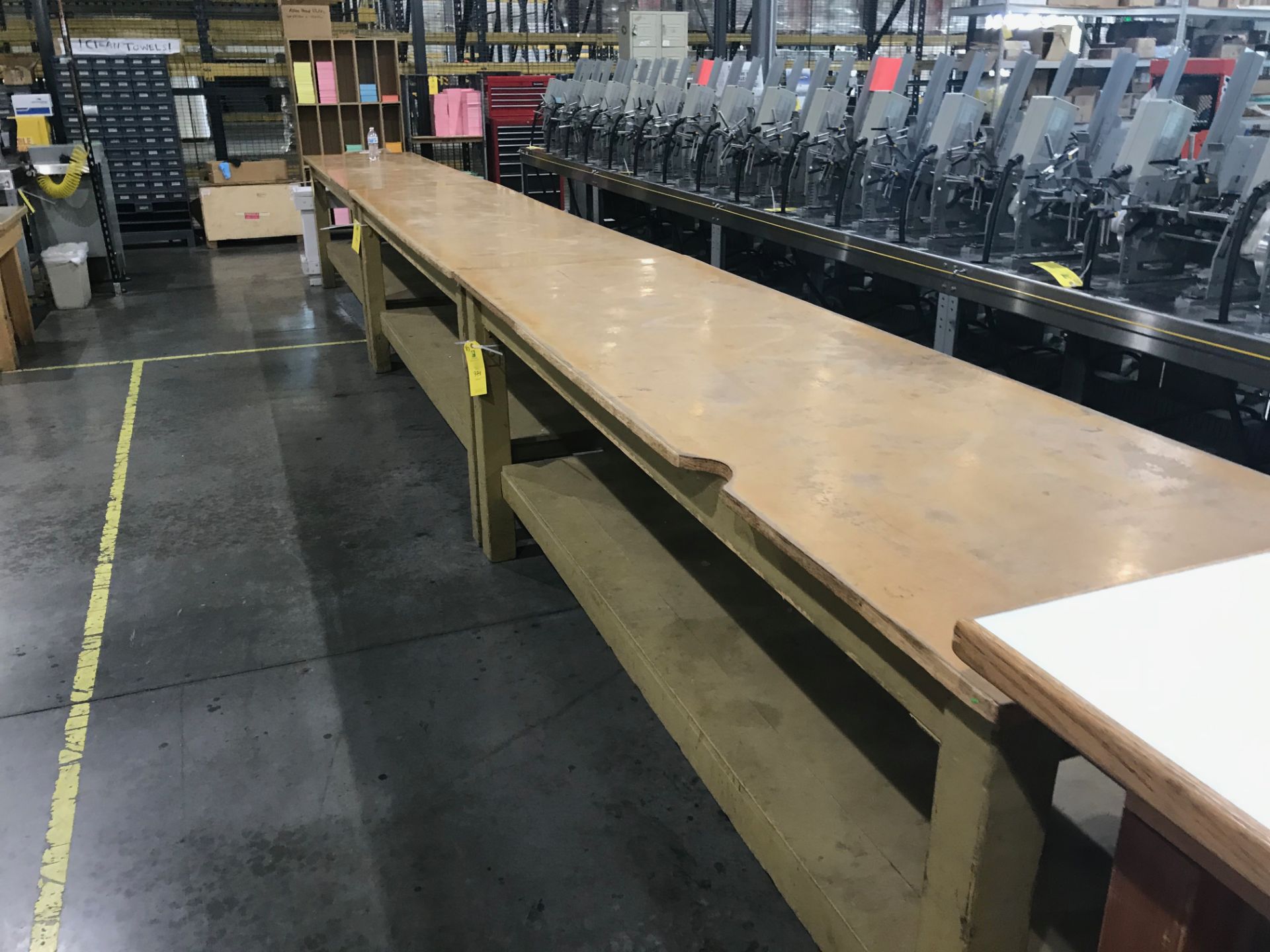 (3) Wooden Tables, 8 ft long x 30 in wide x 3 ft tall, Removal Fee: $30