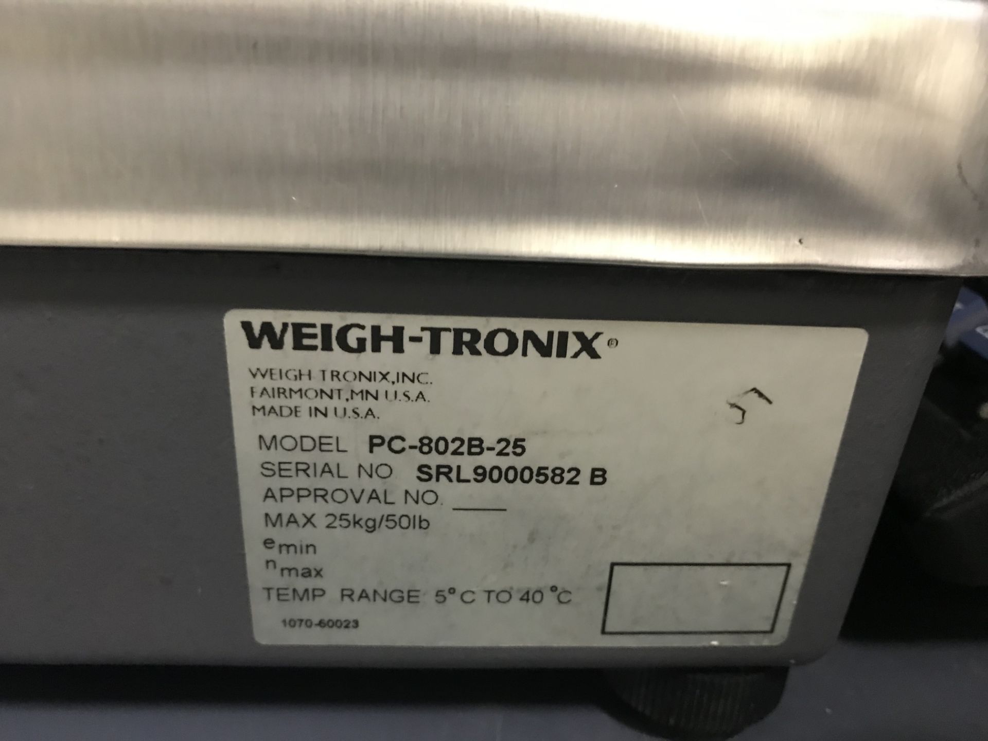 (6) Scales, (4) Weigh-Tronix Scales, Model# PC-802B-25; (1) Weight-Tronix, Model# 6230, Cap 25 - Image 4 of 8