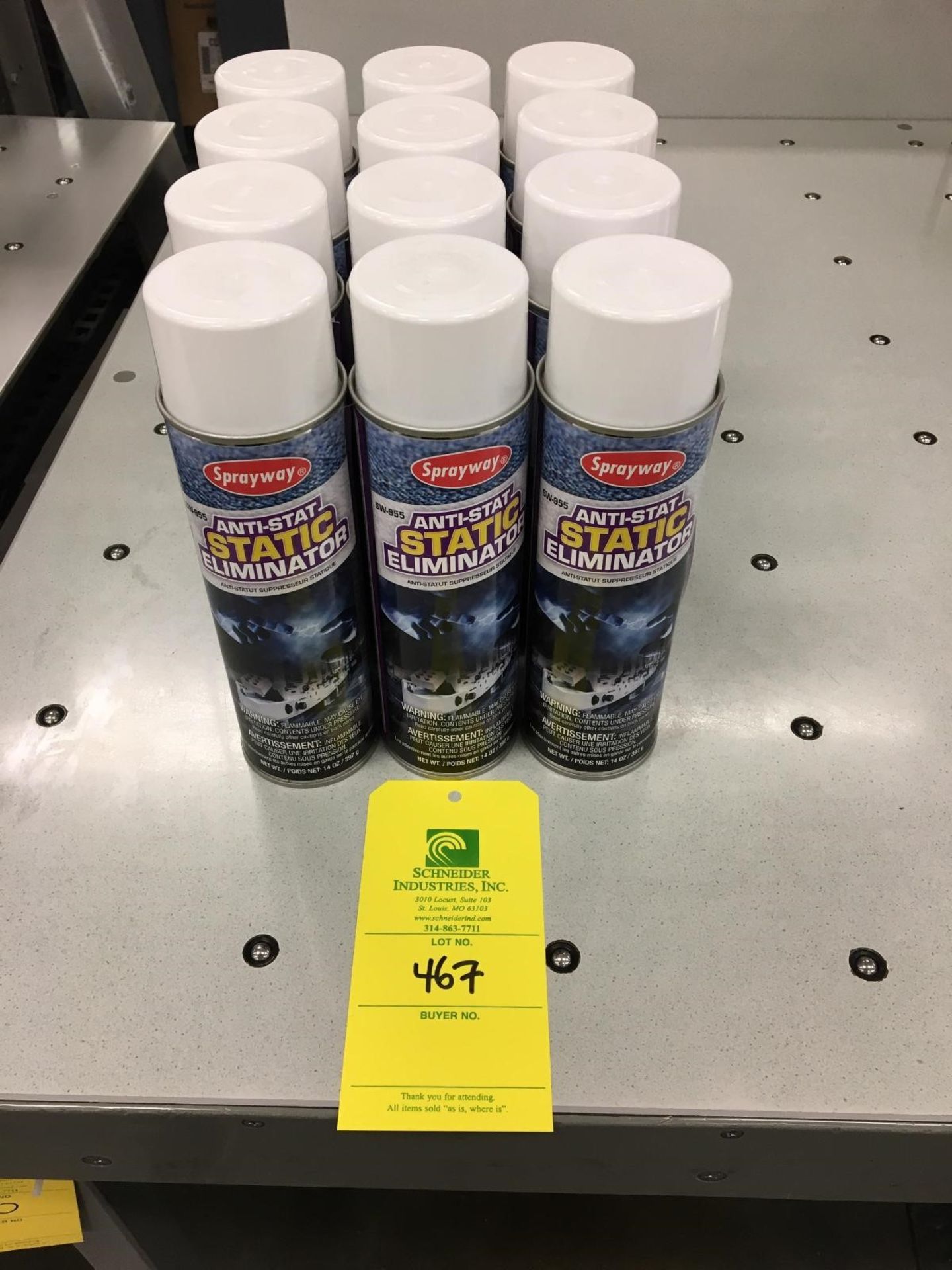(9) Cans of Sprayway Anti-Stat Static Eliminator, SW-955, Removal Fee: $5
