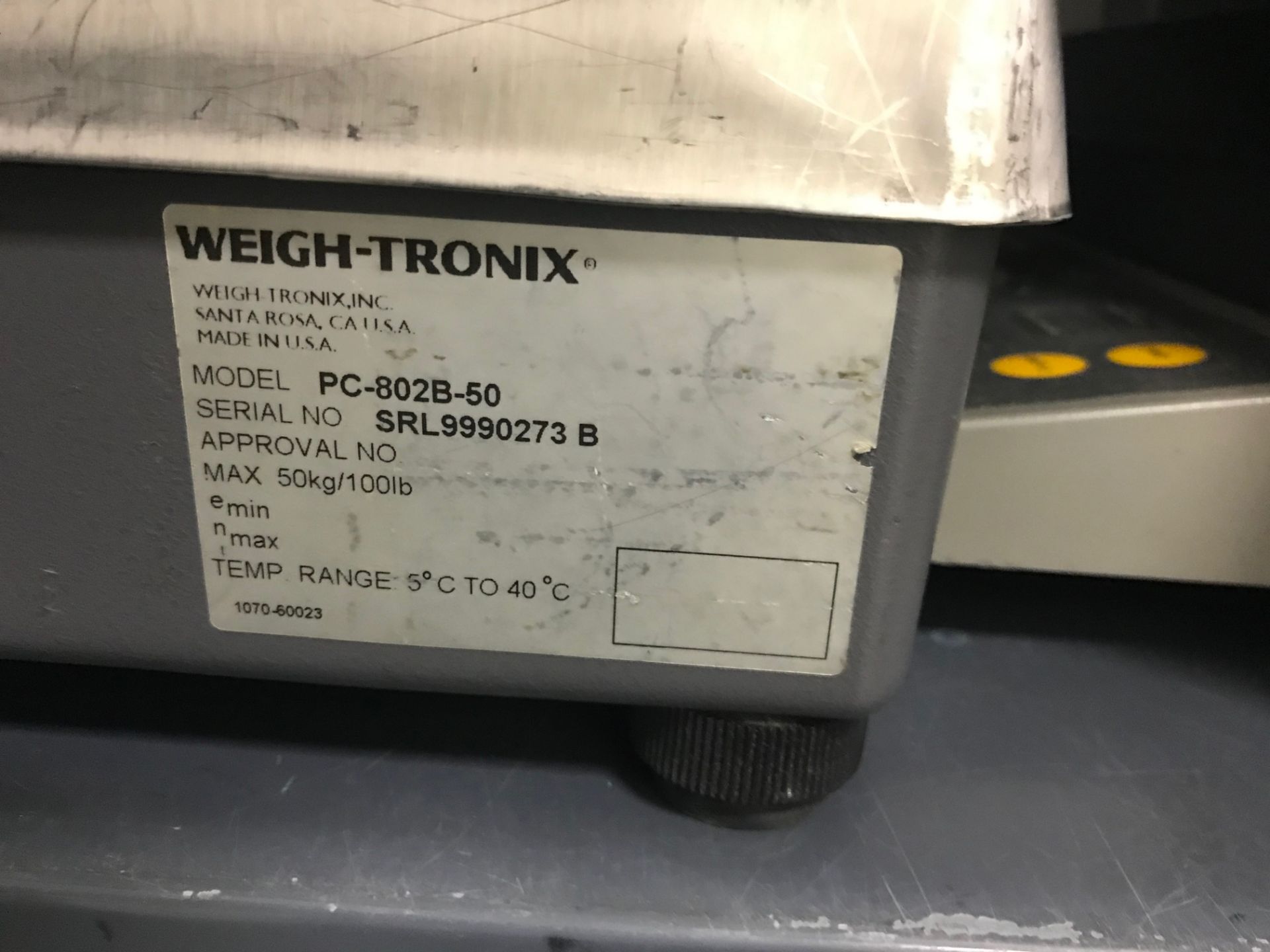 (3) Weigh-Tronix Scales, (2) Model# PC-802B-25, Max Weight 50 lbs; (1) Model# PC-802B-50, Max Weight - Image 5 of 8