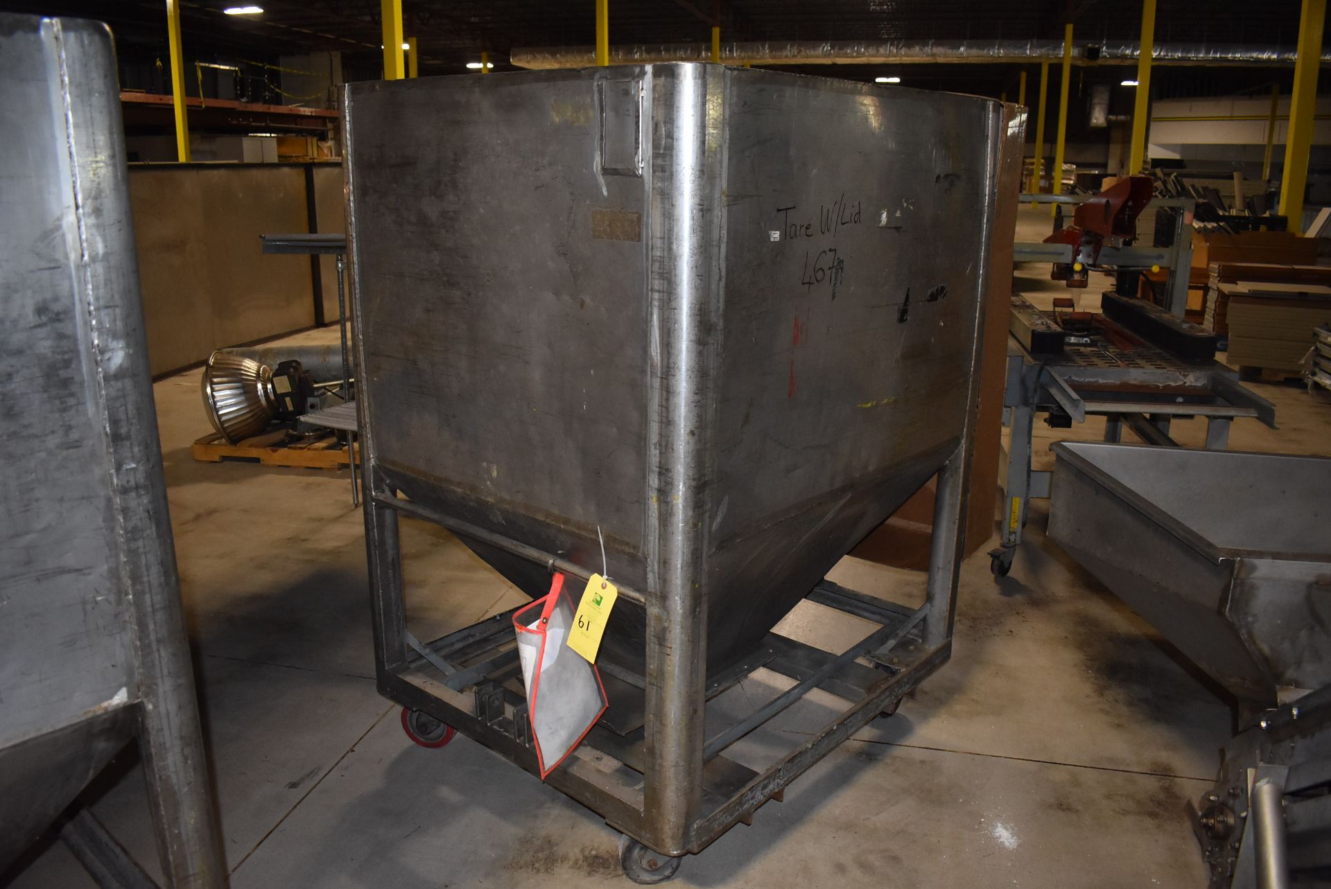 Stainless Steel Bin with Slide Gates, 4-Wheel Base, 48" x 39" x 54" Depth