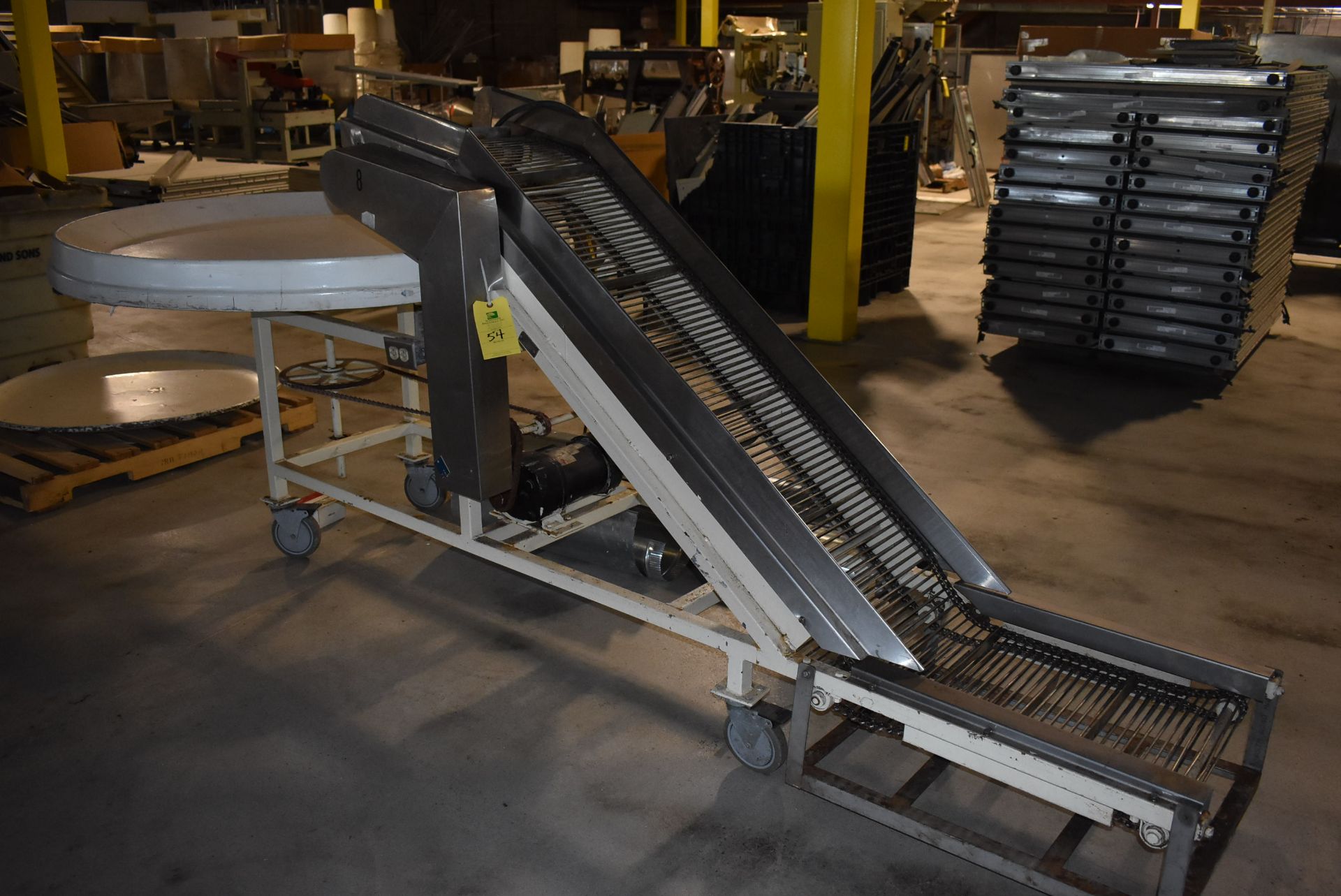 Conveyor - Motorized Incline Conveyor, 8' Length, Includes 48" Diameter Rotating Table