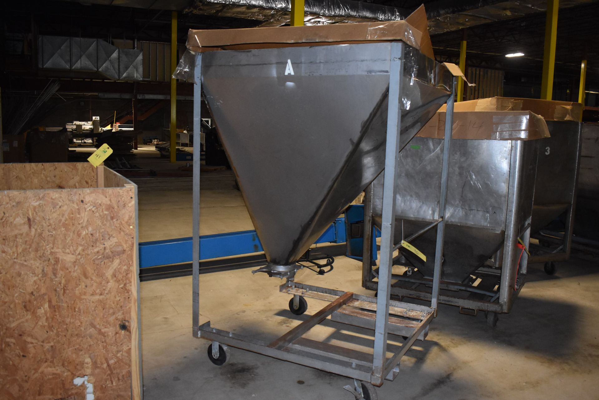 Stainless Steel Cone Hopper, 48" x 48" x 60" Top-Bottom of Cone, 4-Wheel Base - Image 4 of 4