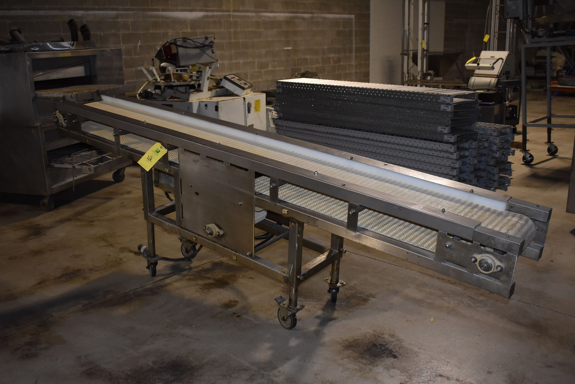 Motorized Belt Conveyor, 12" Wide x 118" Length Belt, SS Frame, 4-Caster Base