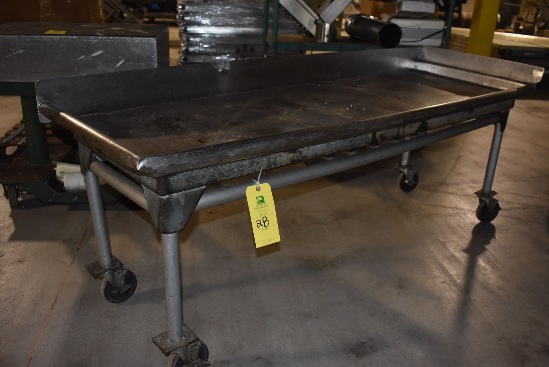 Stainless Steel Table, 6' x 2' Wide, 4-Wheel Base