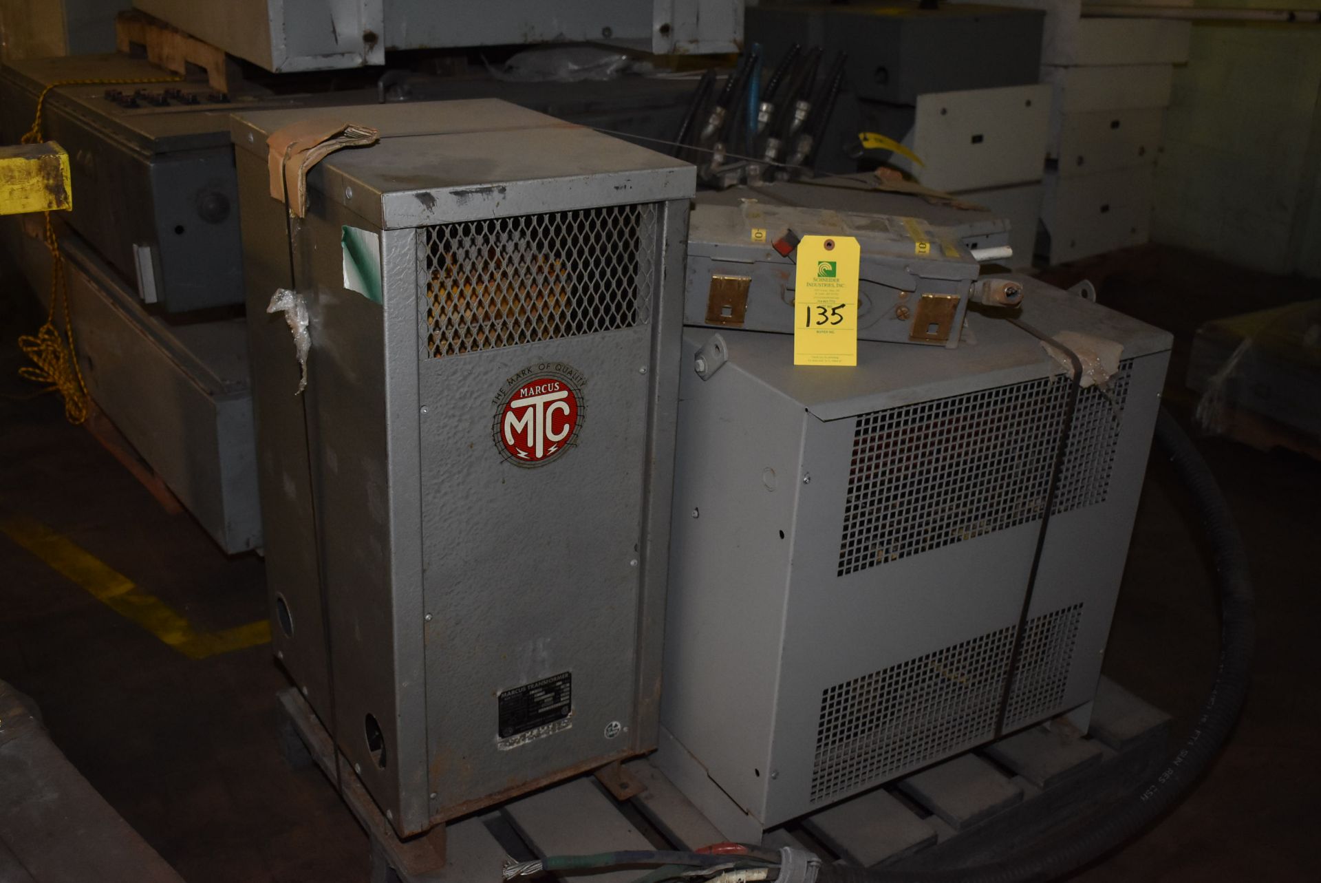 (1) Marcus 75 KVA Transformer, (2) 75 KVA Transformers, RIGGING FEE - $50