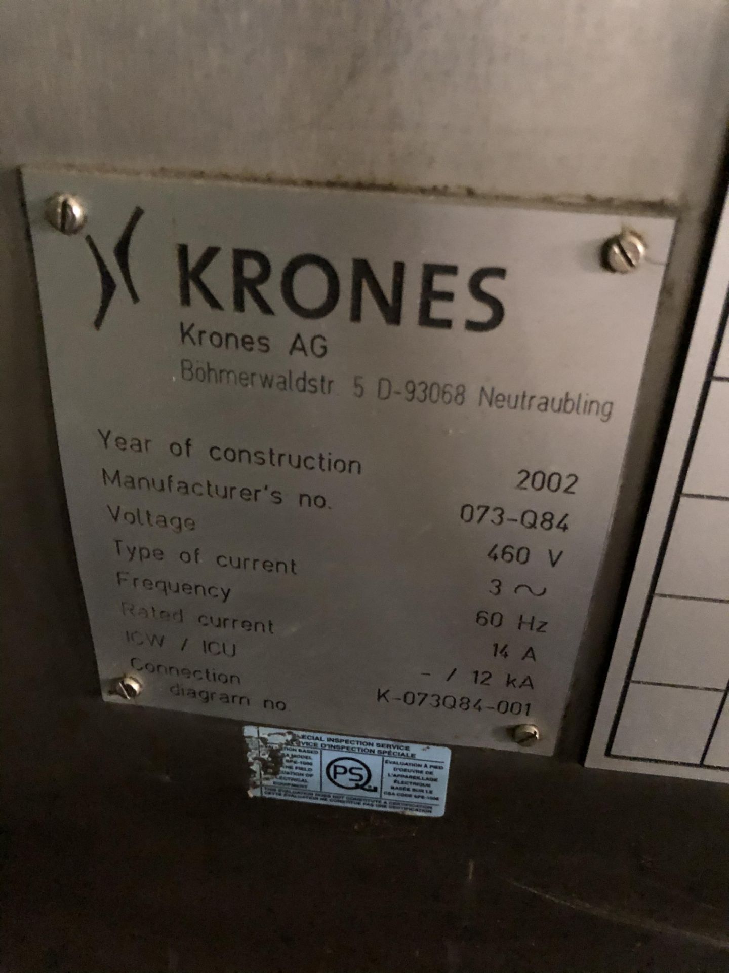 Krones Canmatic Labeler, Machine #073-Q84, RIGGING FEE - $1750 - Image 4 of 4